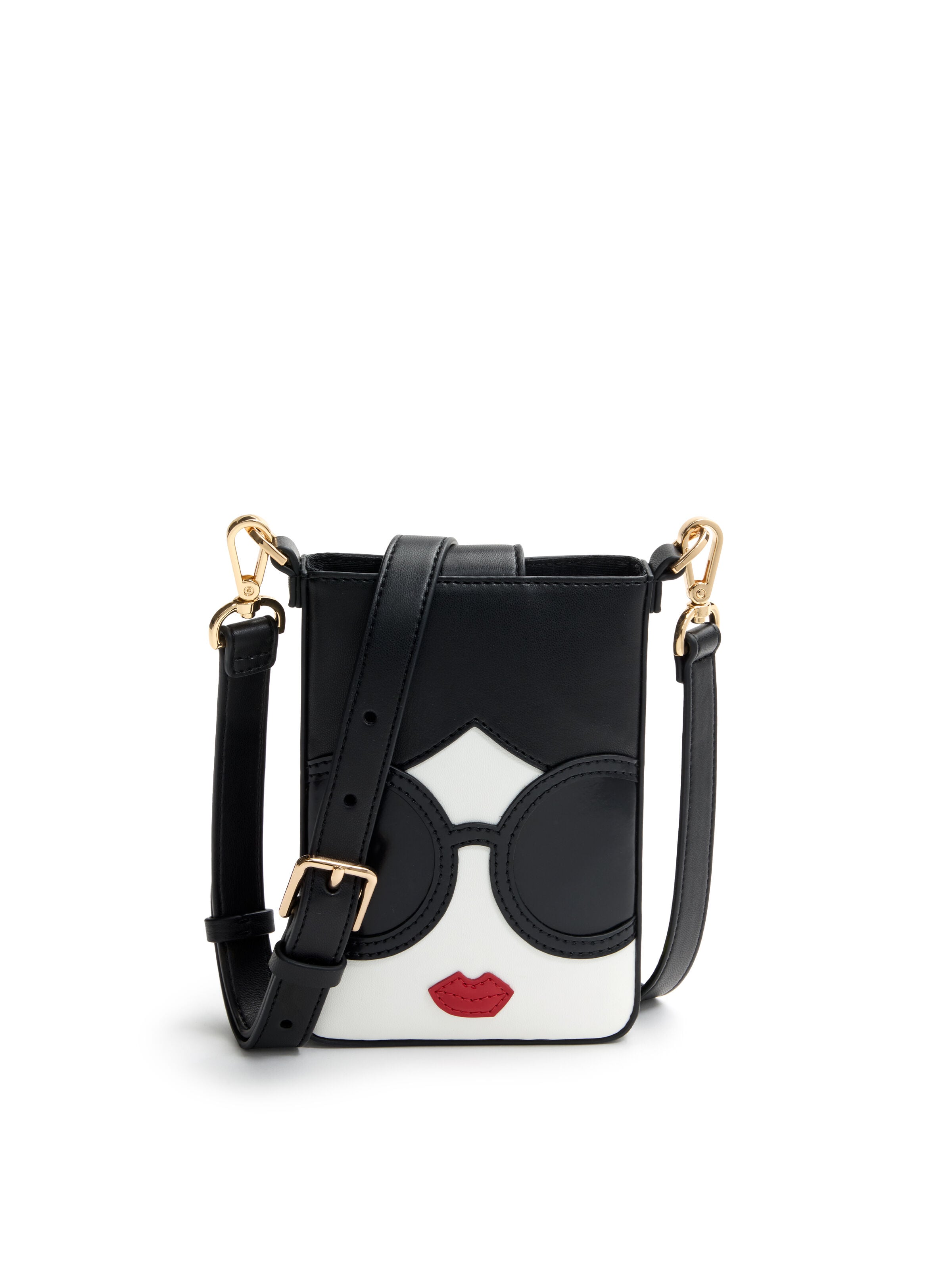 STACEFACE PHONE CROSSBODY - BLACK/OFF WHITE MULTI