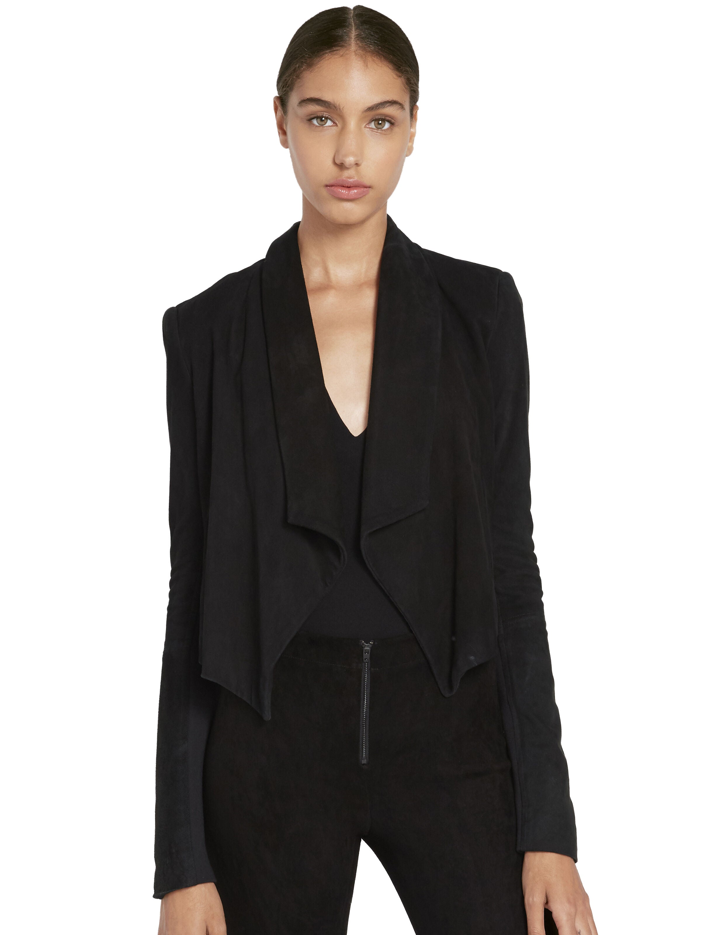 HARVEY OPEN FRONT SUEDE JACKET