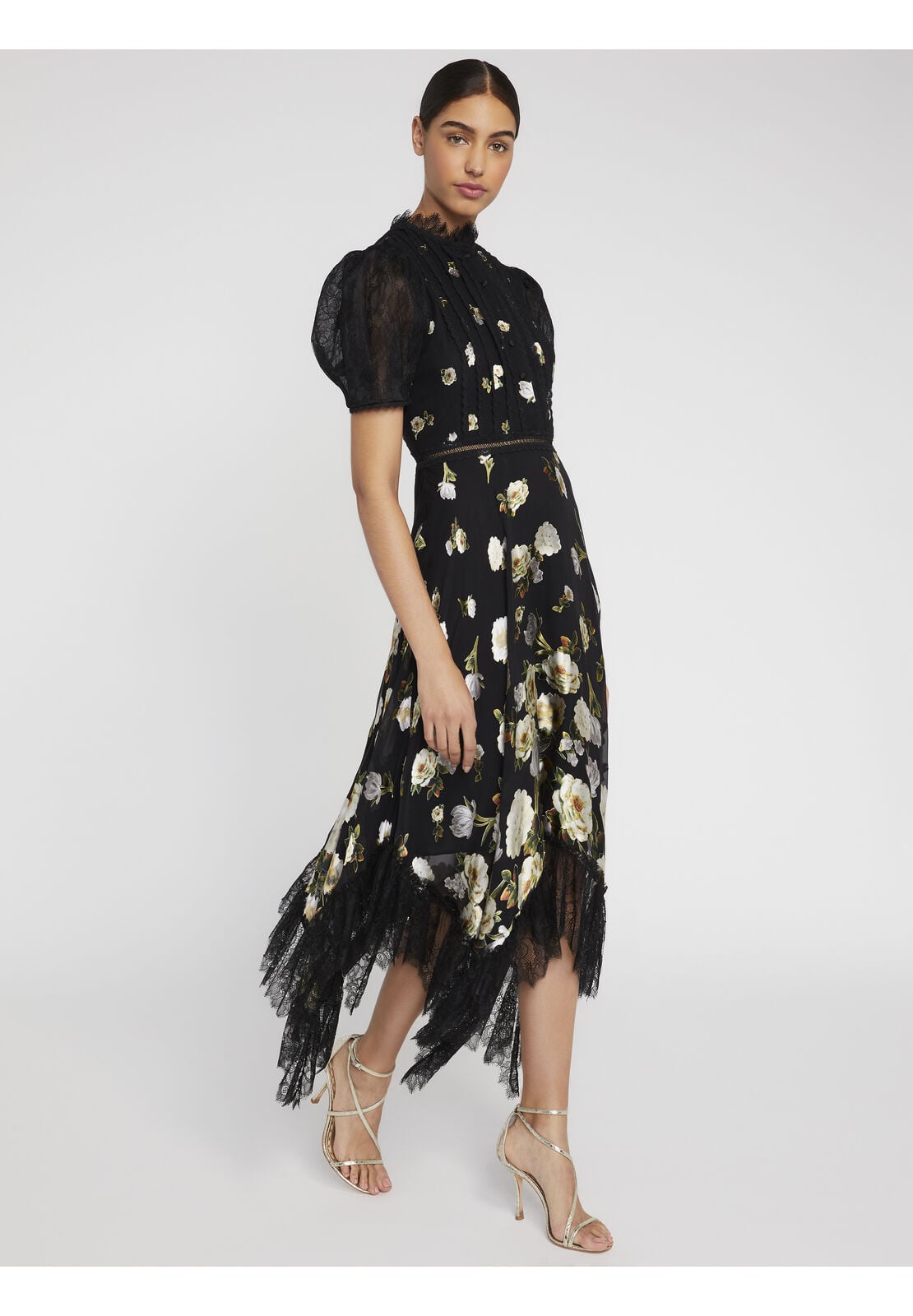 BETTINA FLORAL LACE MIDI DRESS