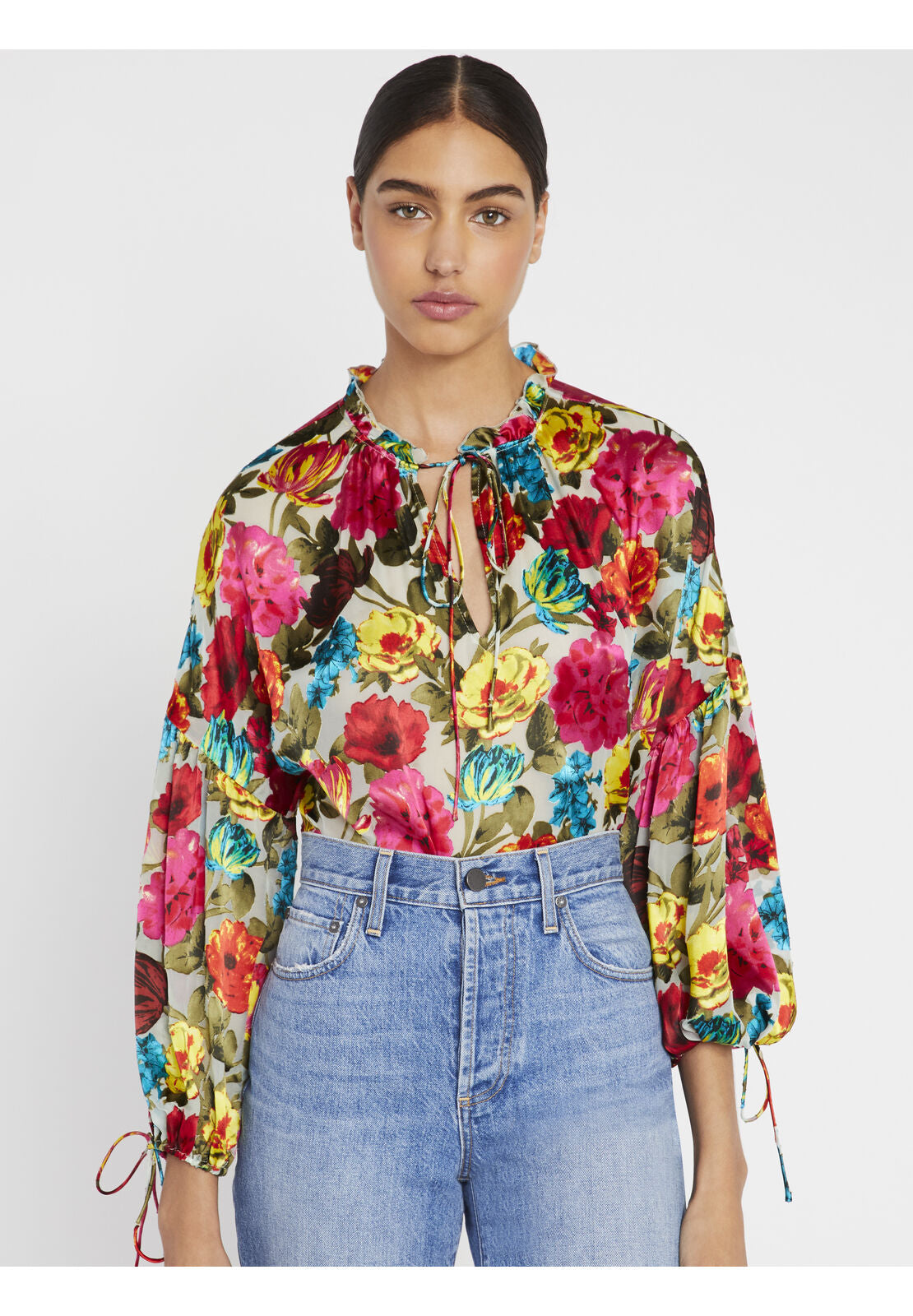 ELOISE MANDARIN COLLAR BLOUSE - JUST BLOOM MINT