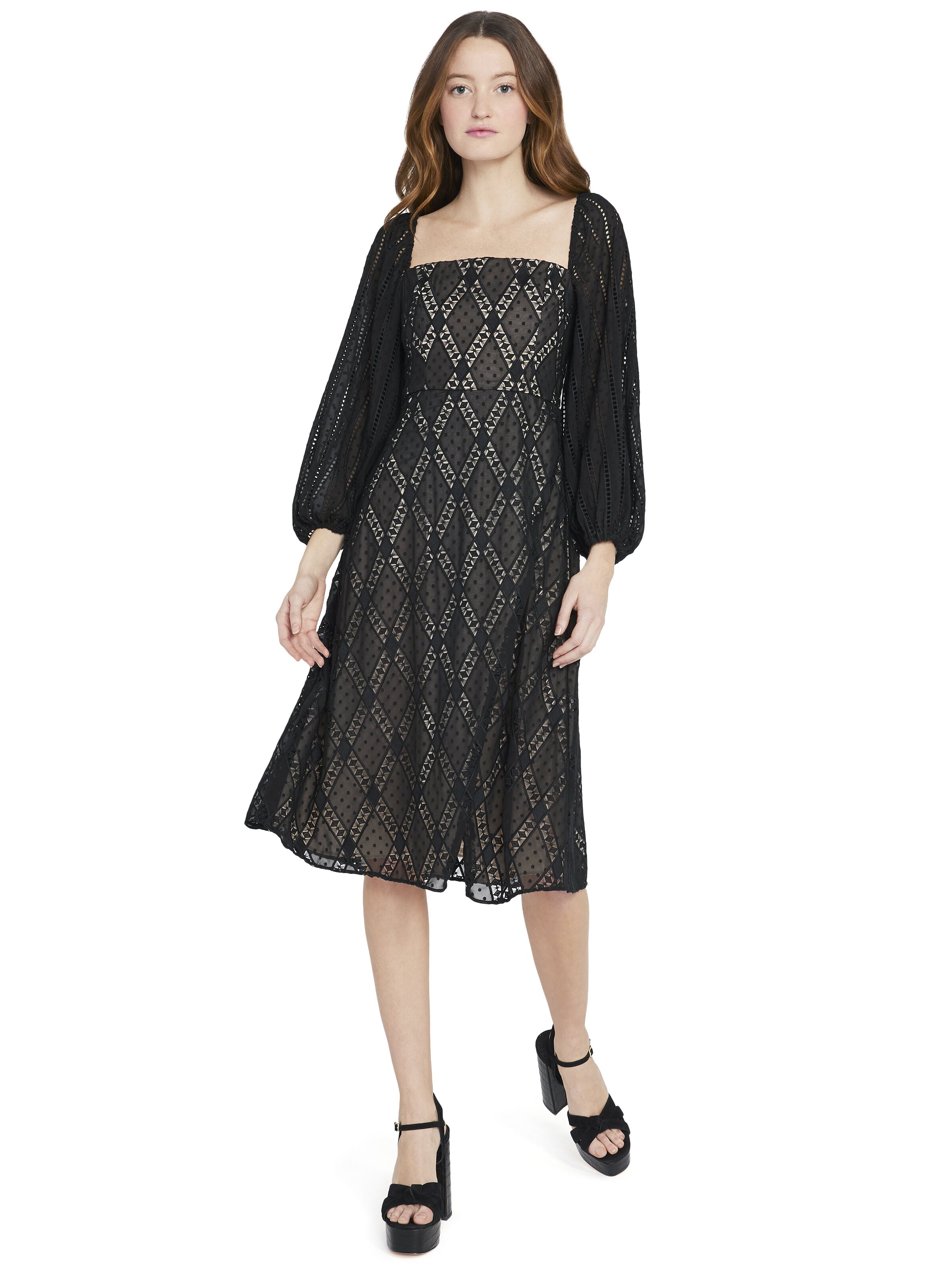 TAINA SQUARE NECK MIDI DRESS