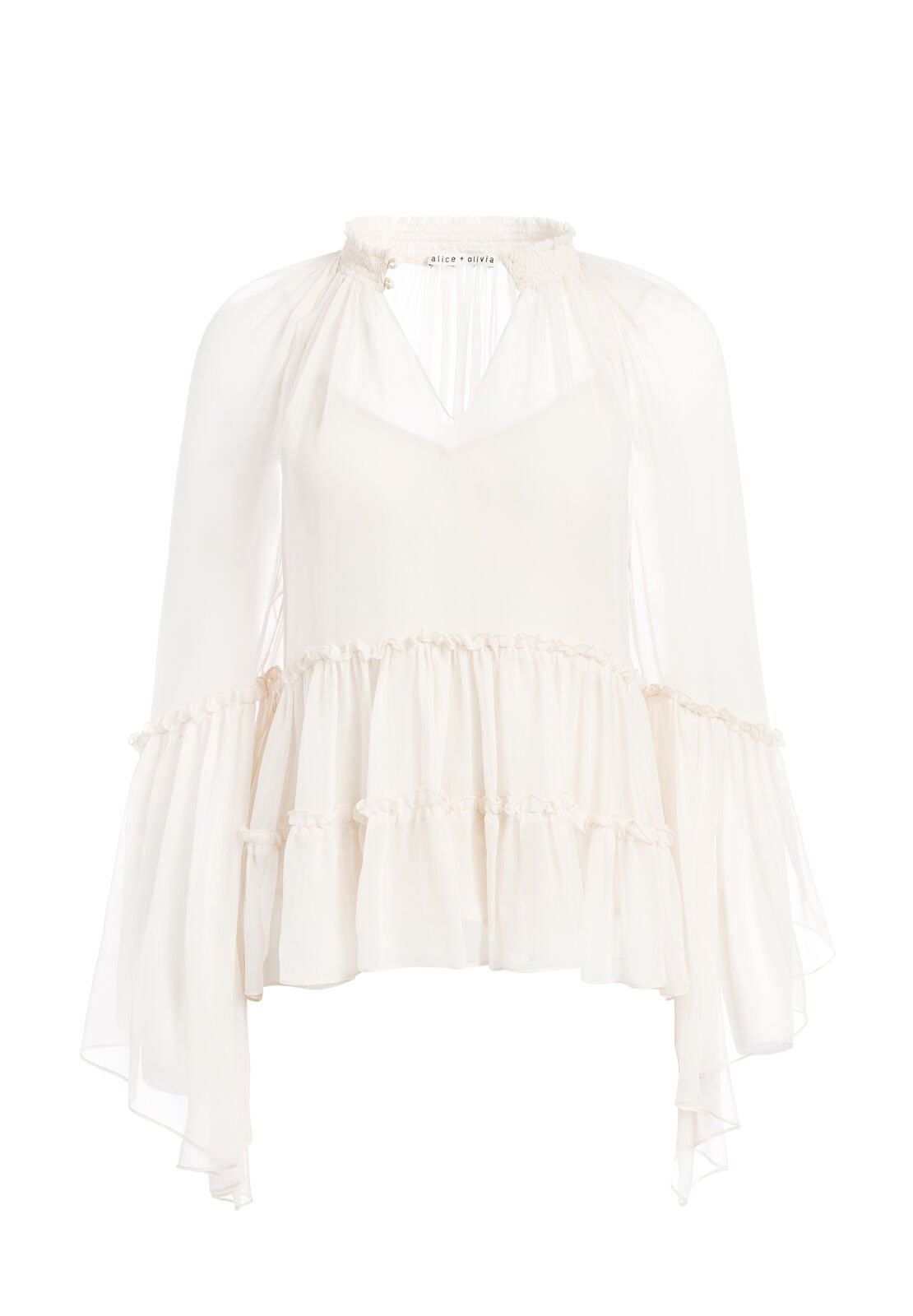 LANITA ANGEL SLEEVE RUFFLE BLOUSE