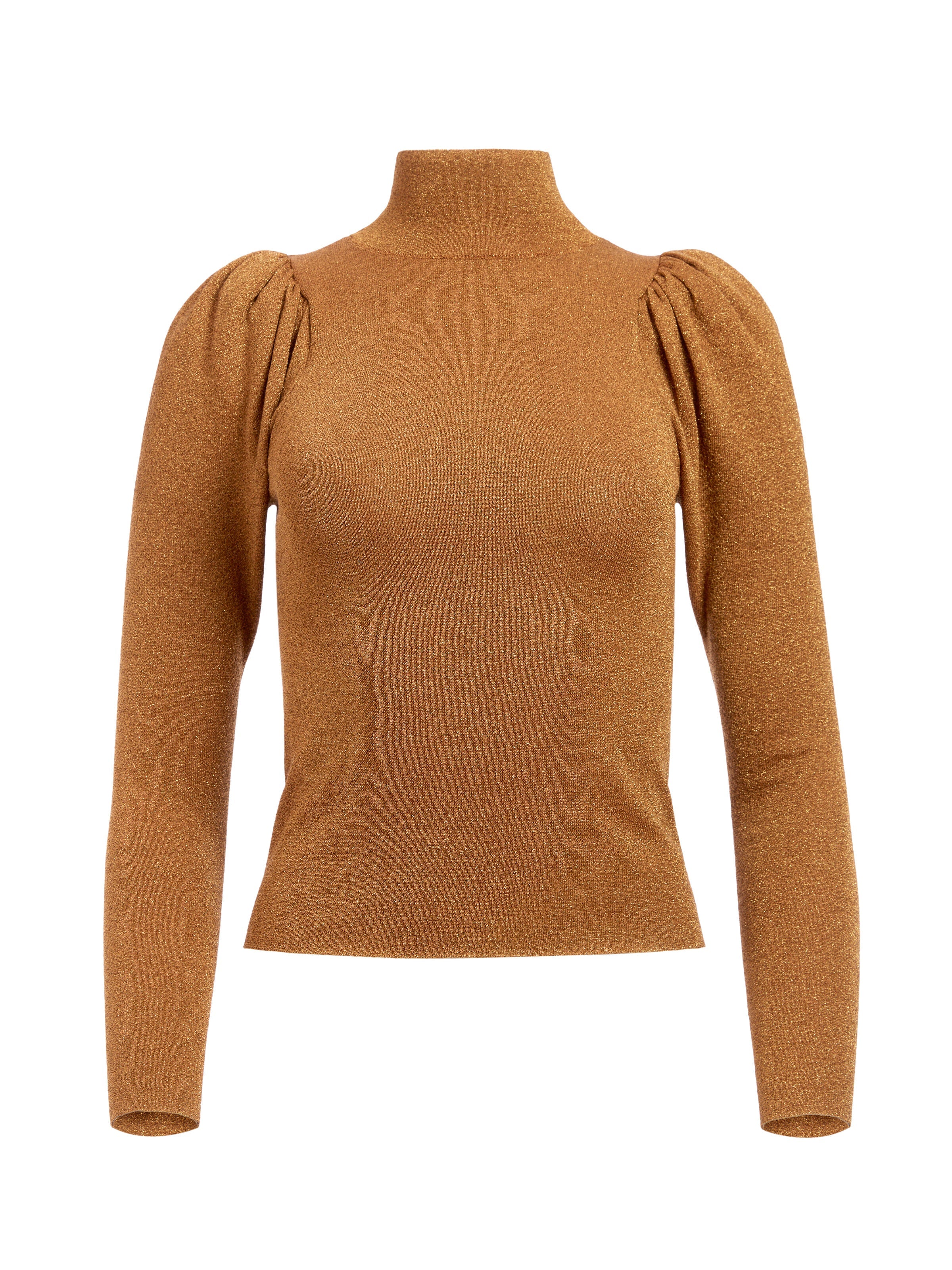 ISSA METALLIC PUFF SLEEVE TURTLENECK