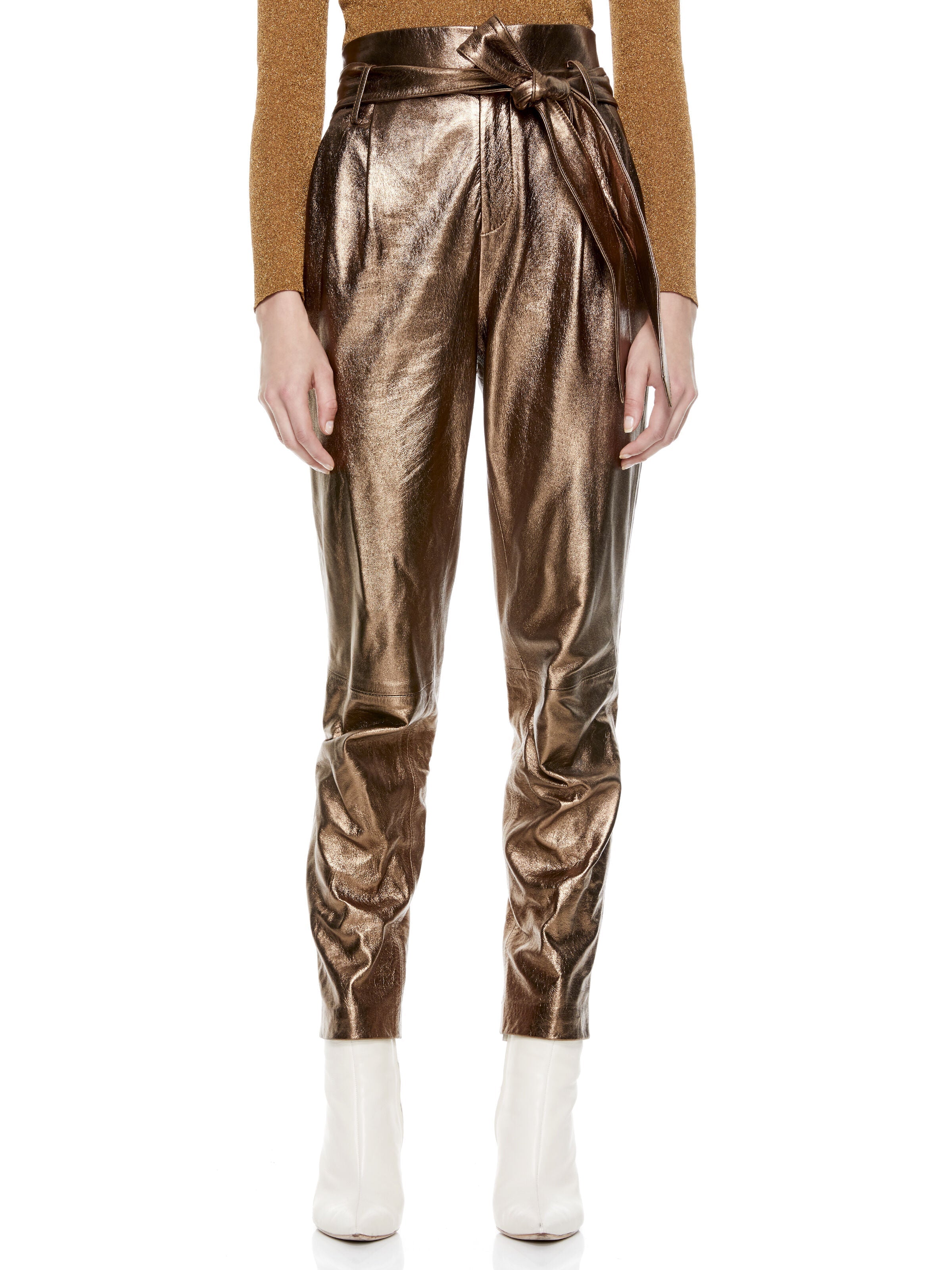 GABRIELLE METALLIC LEATHER PANT