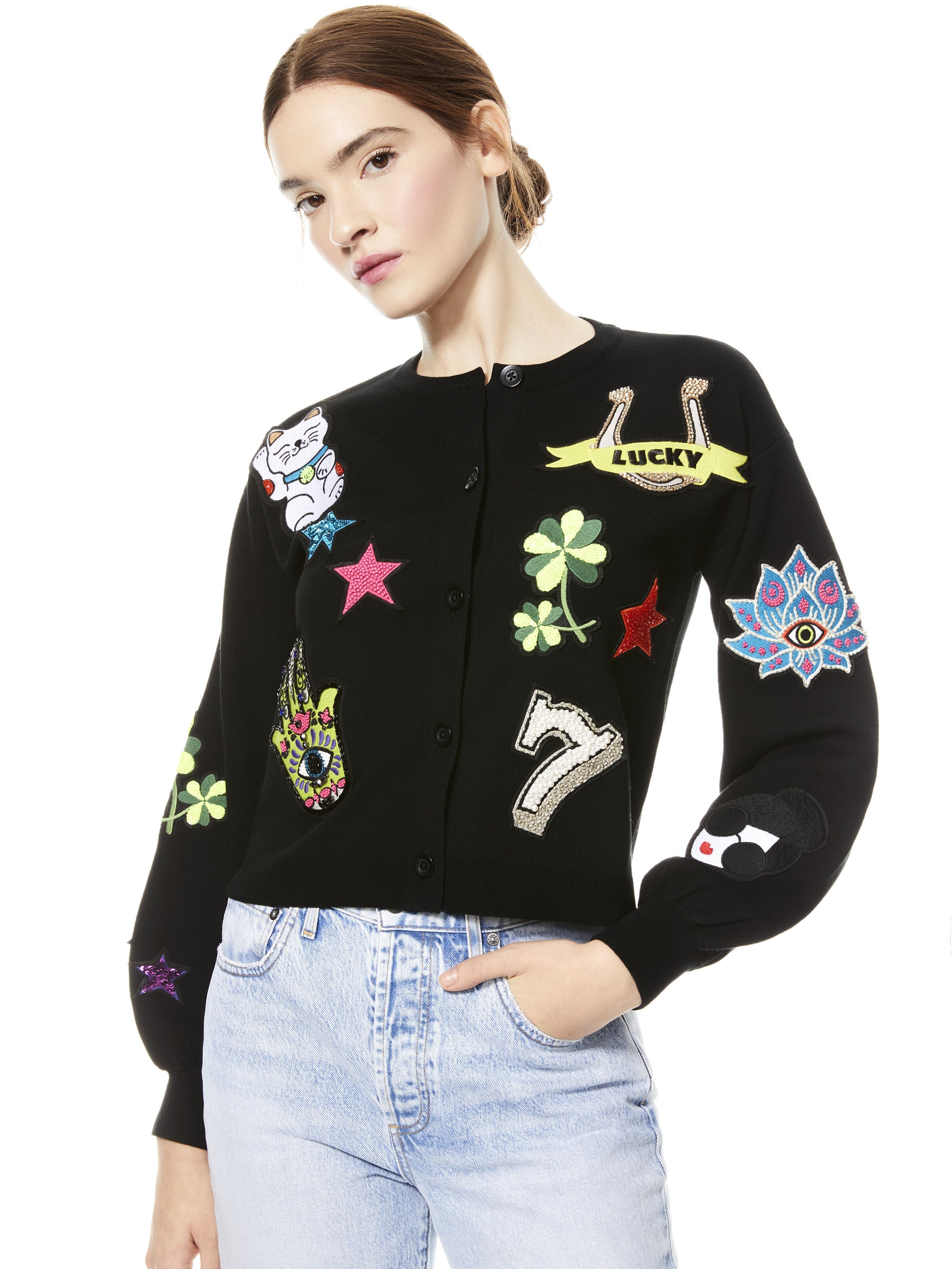 ZOLA PATCH EMBROIDERED CARDIGAN