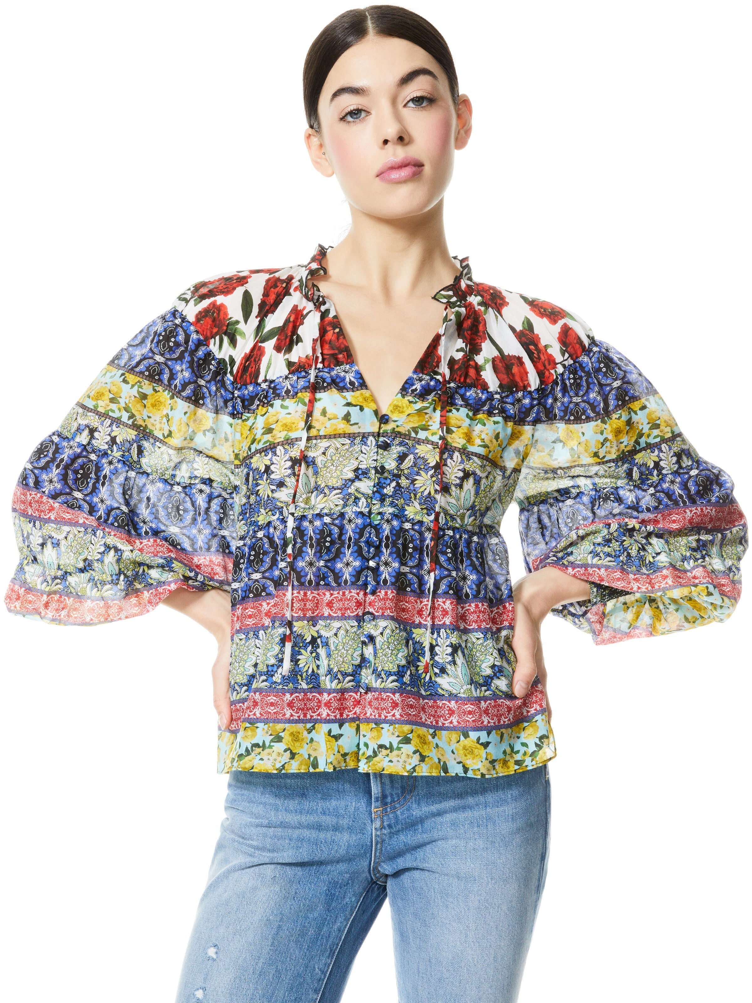 MARLYN TIE NECK BLOUSE