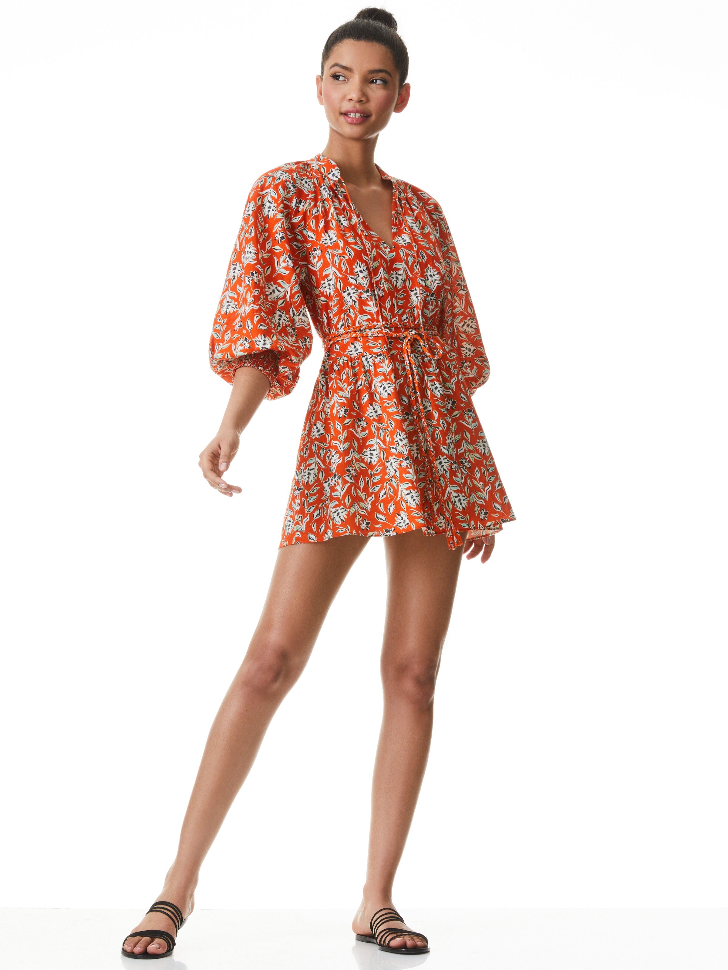 LILIAN MANDARIN COLLAR MINI DRESS