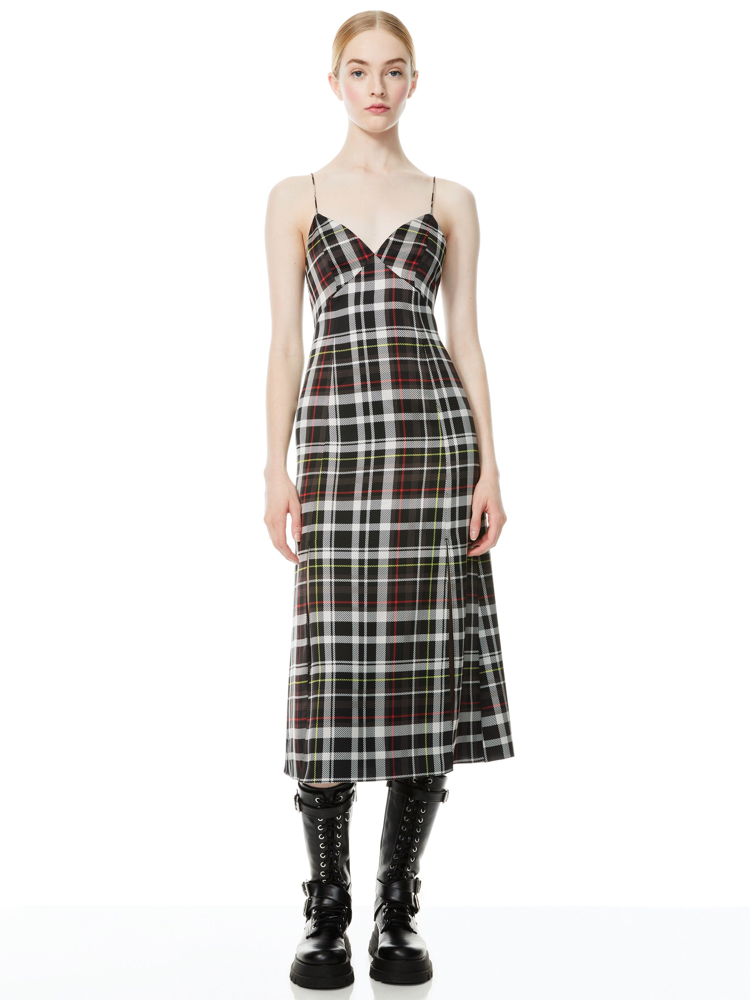 JULIETTA PLAID MIDI SLIP DRESS