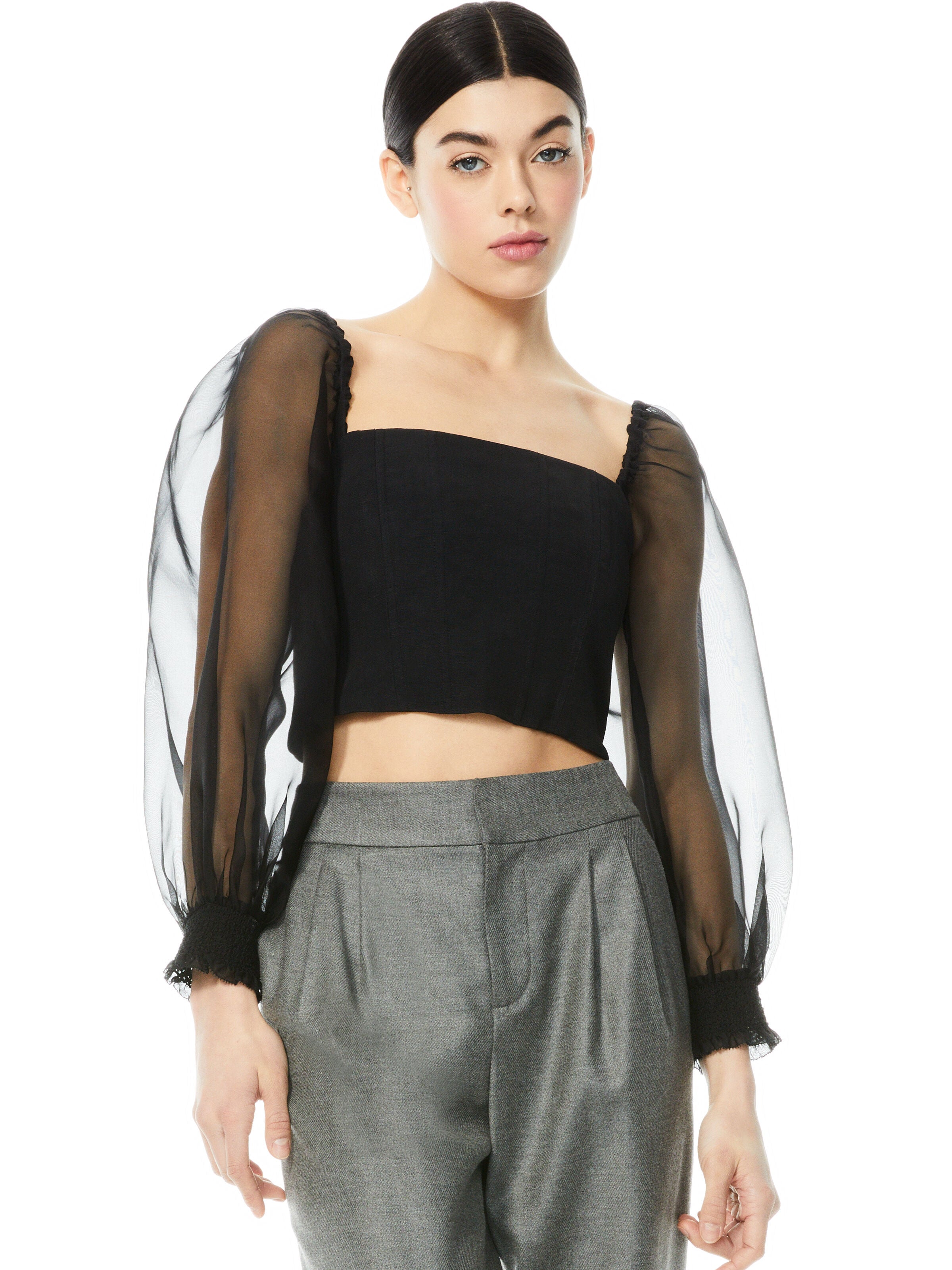 BRONTE BLOUSON SLEEVE CROP TOP