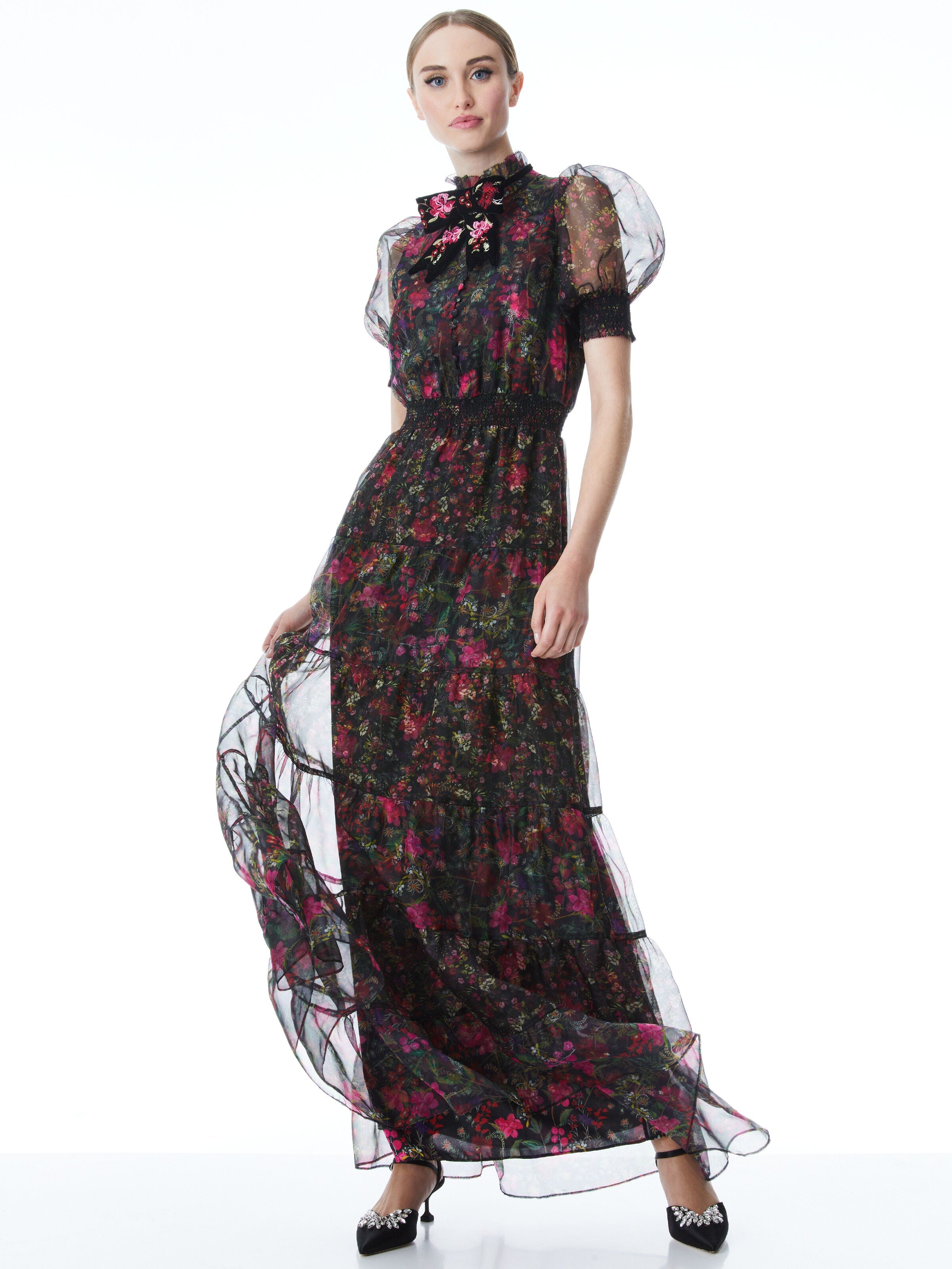 COLETTA FLORAL BUTTON FRONT MAXI DRESS