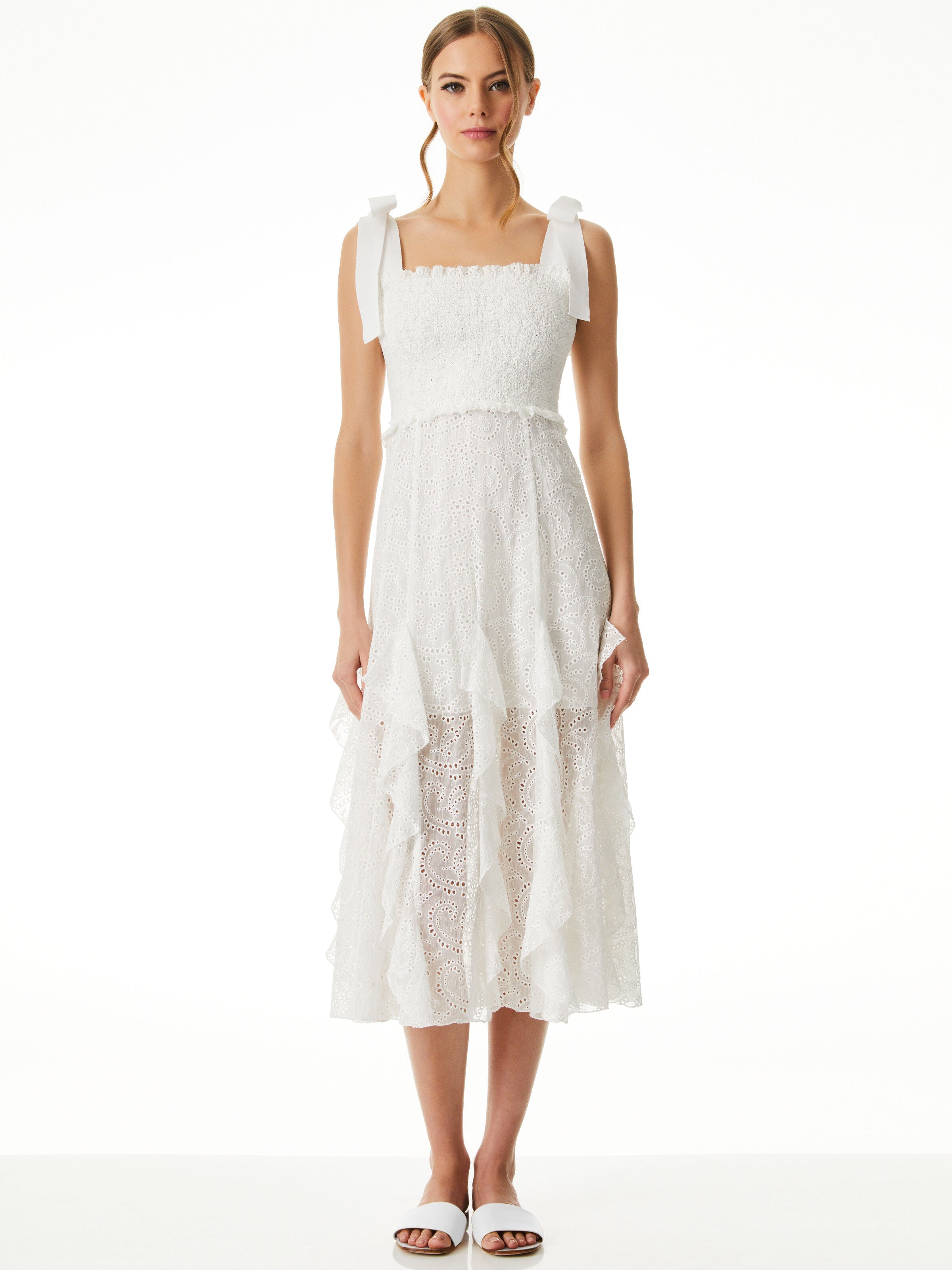 JOCELYN SMOCKED MIDI DRESS