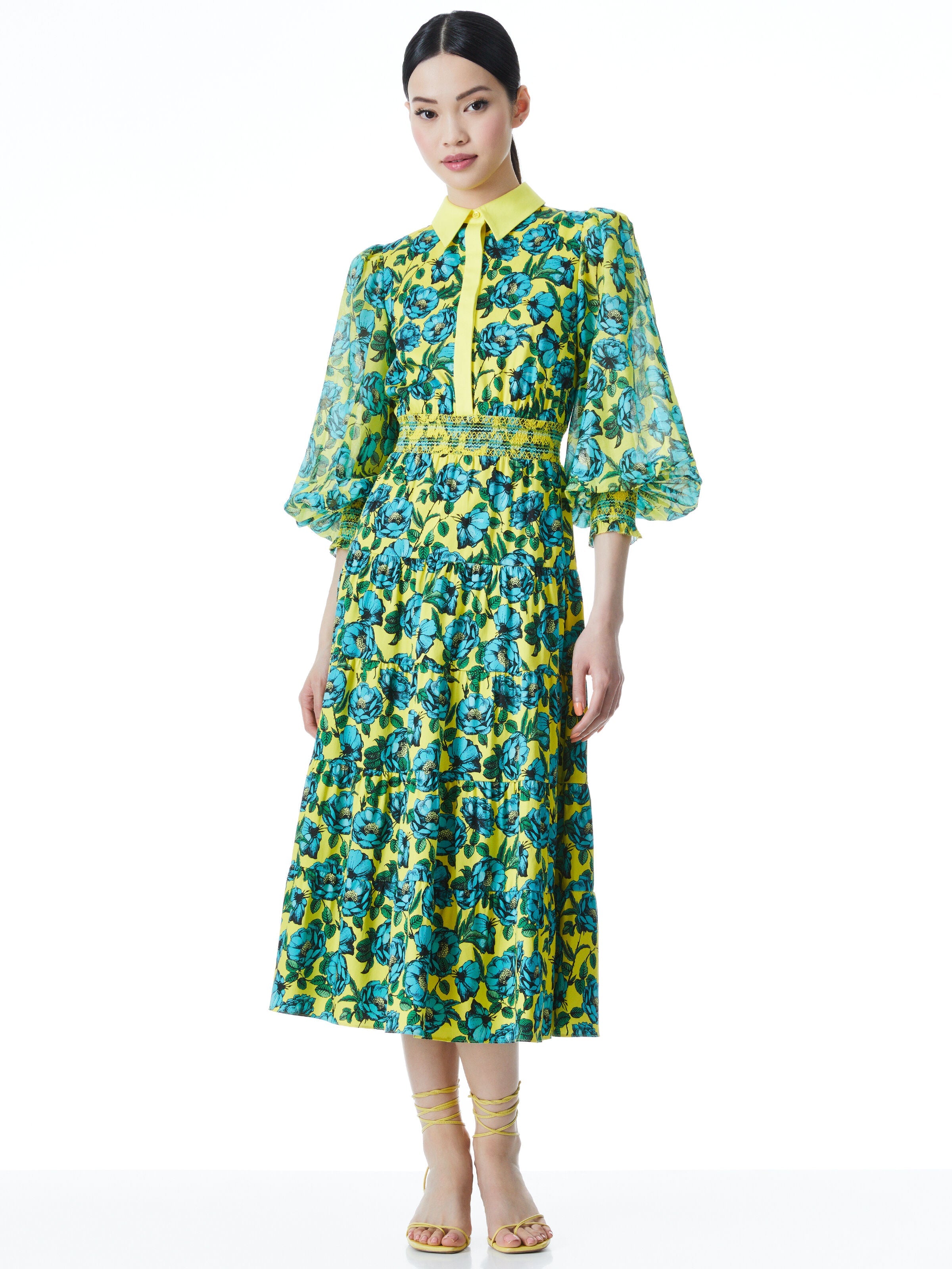 ANAYA COLLARD TIERED MIDI DRESS