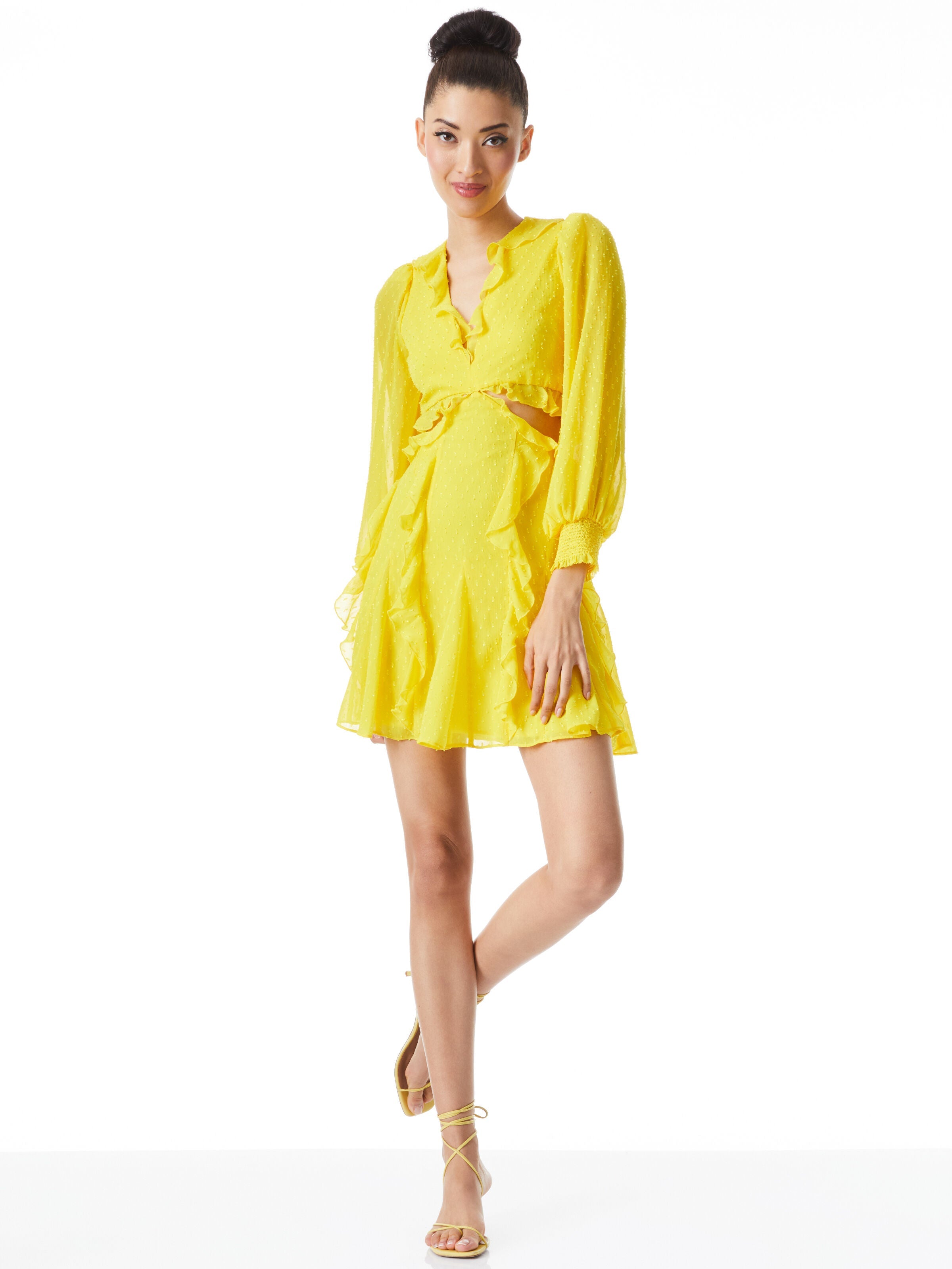 MITZI CUTOUT GODET MINI DRESS