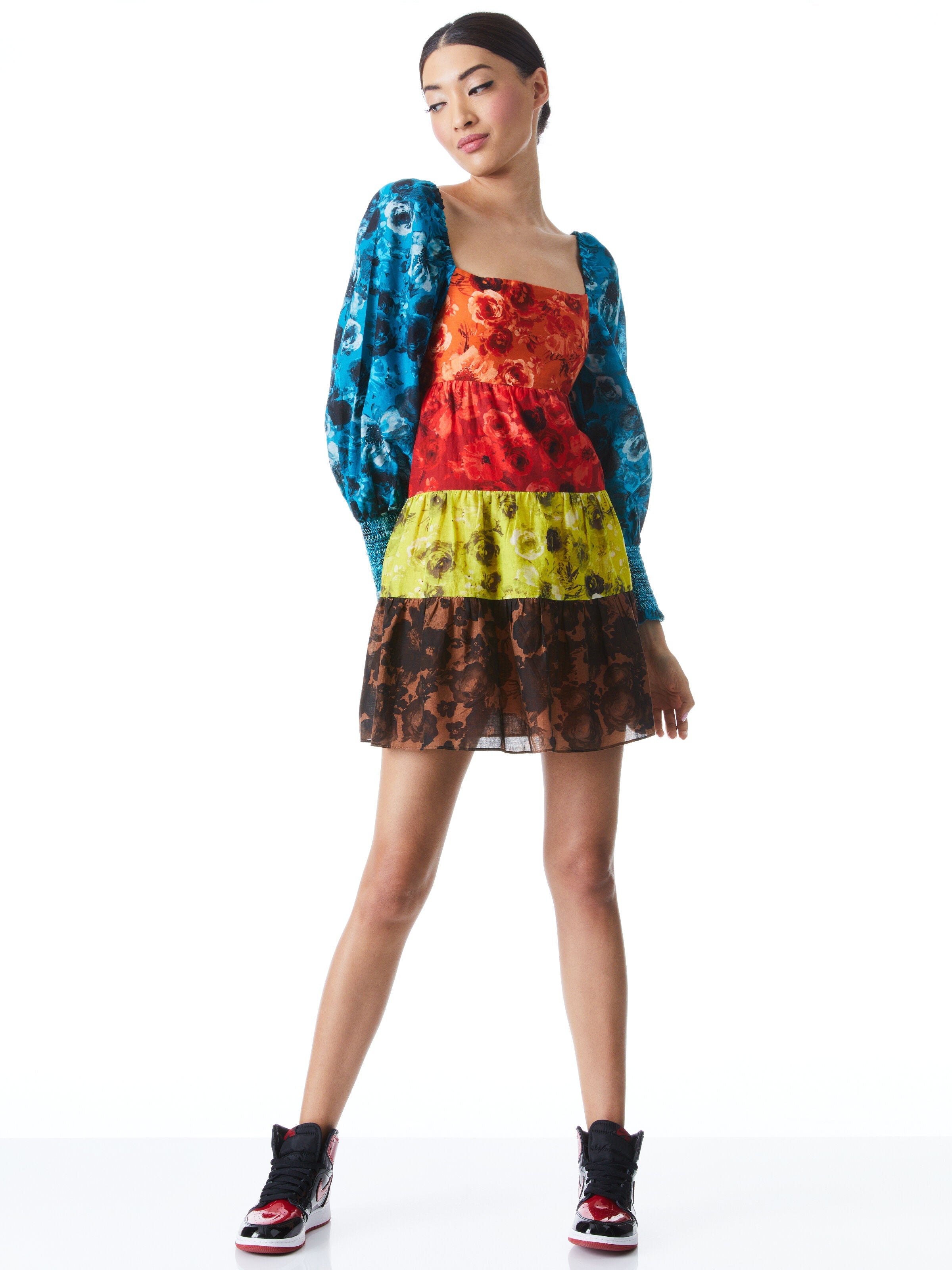 ROWEN TIERED SQUARE NECK BABYDOLL DRESS