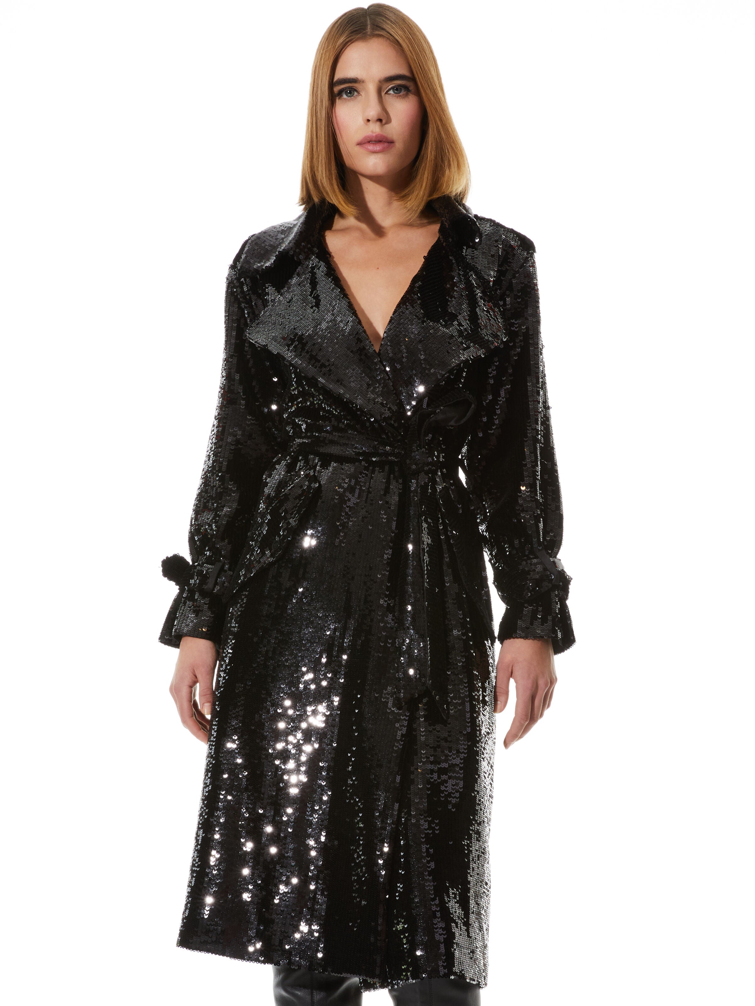 NEVADA SEQUIN EMBELLISHED TRENCH COAT