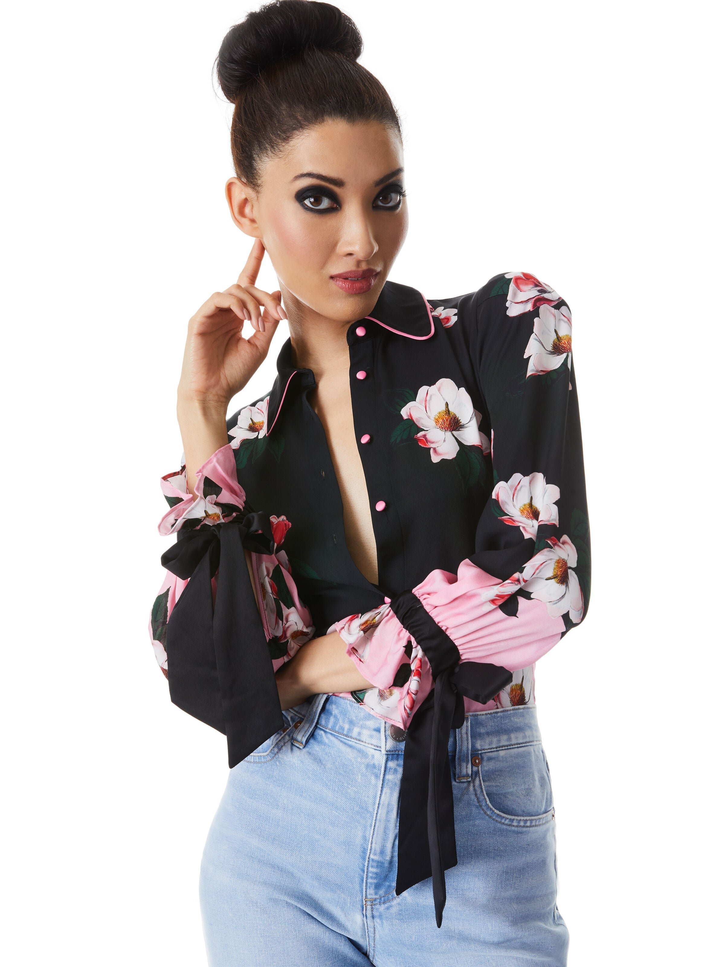 WILLA TIED BLOUSON SLEEVE TOP