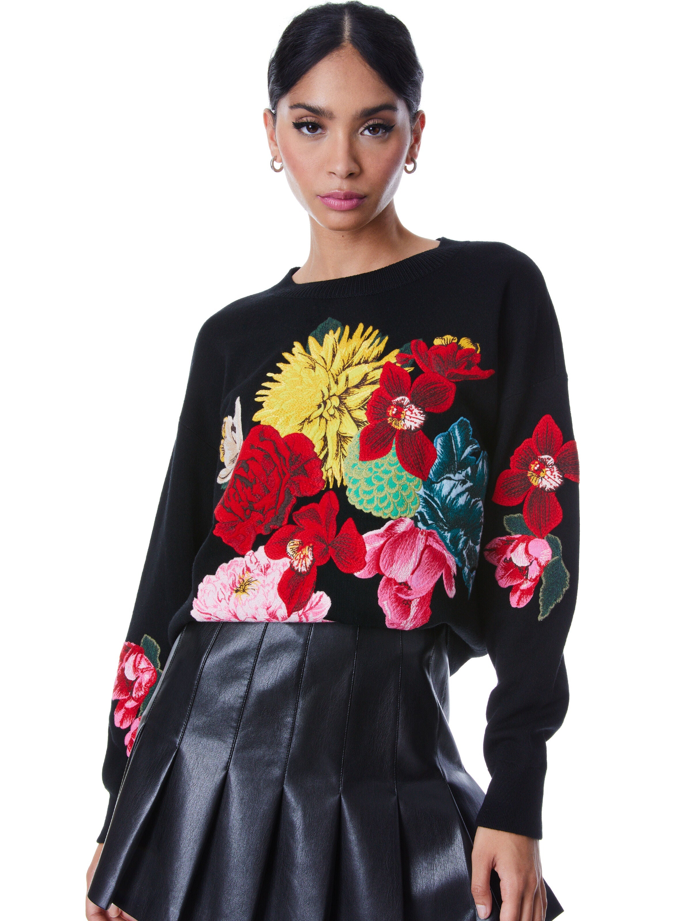 BELVA FLORAL JACQUARD CREWNECK