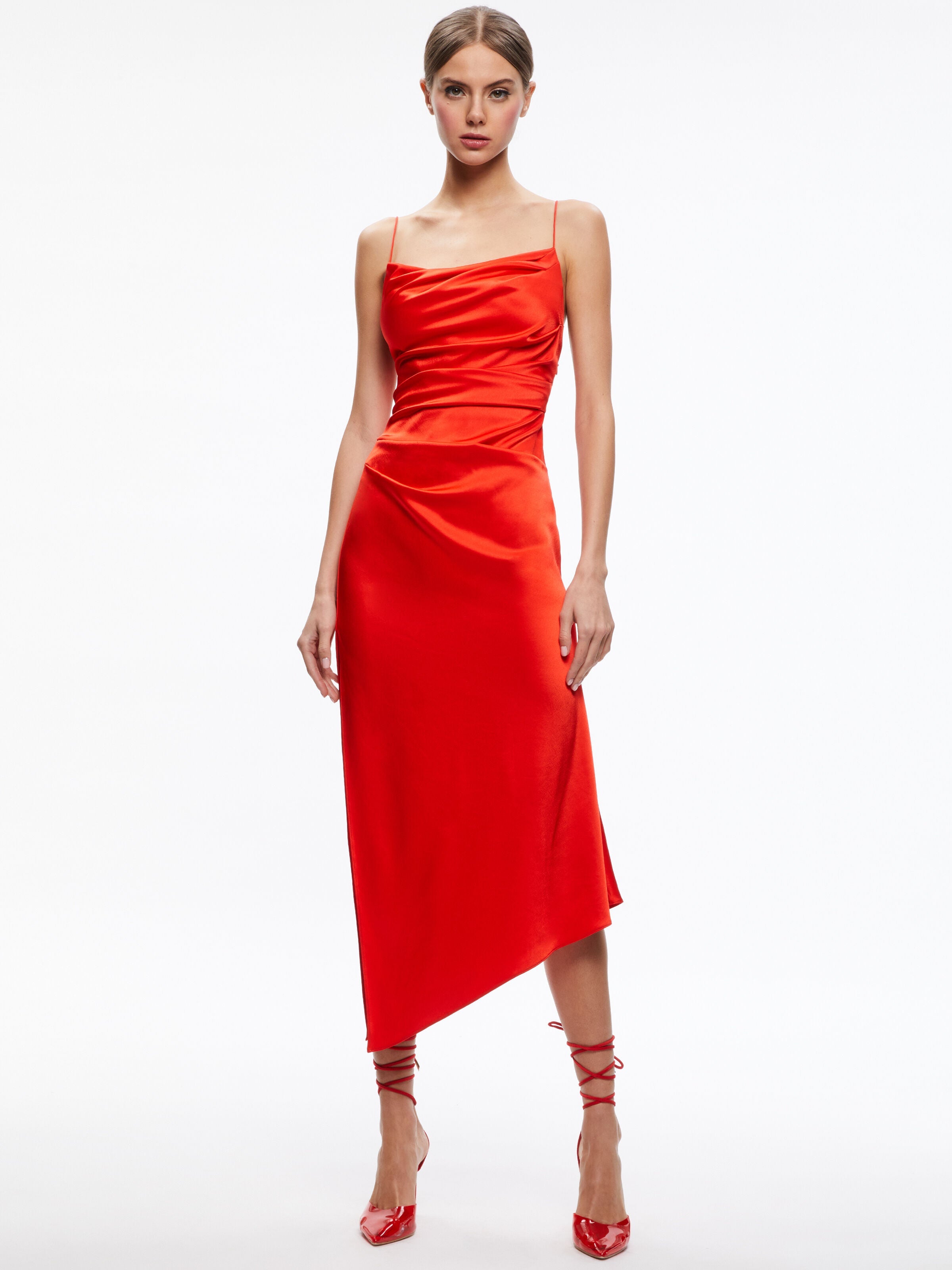 VISTA ASYMMETRICAL MIDI SLIP DRESS