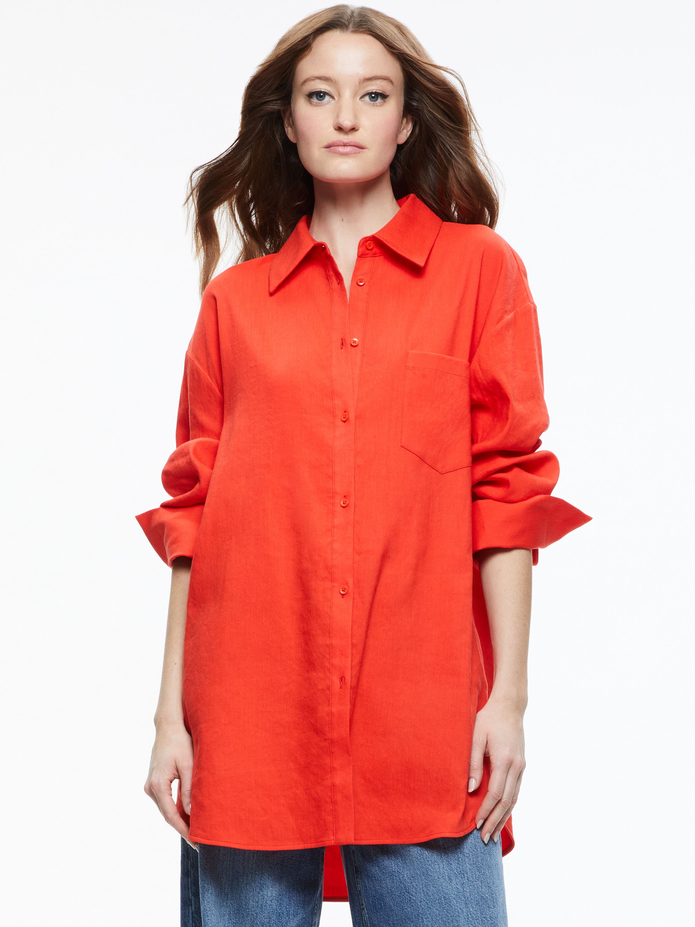 FINELY OVERSIZED LINEN BUTTON DOWN SHIRT