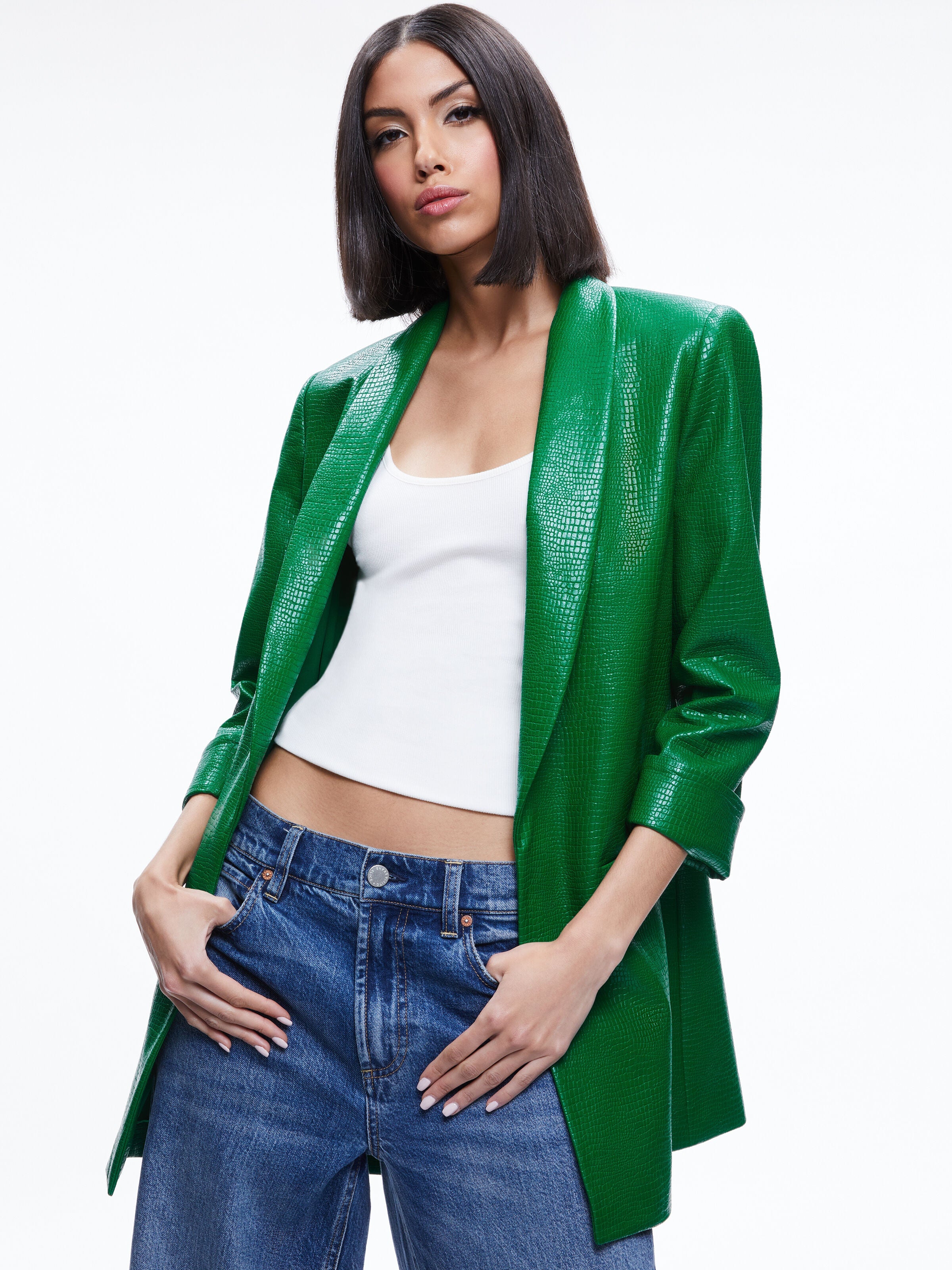 KYLIE VEGAN LEATHER CROC JACKET