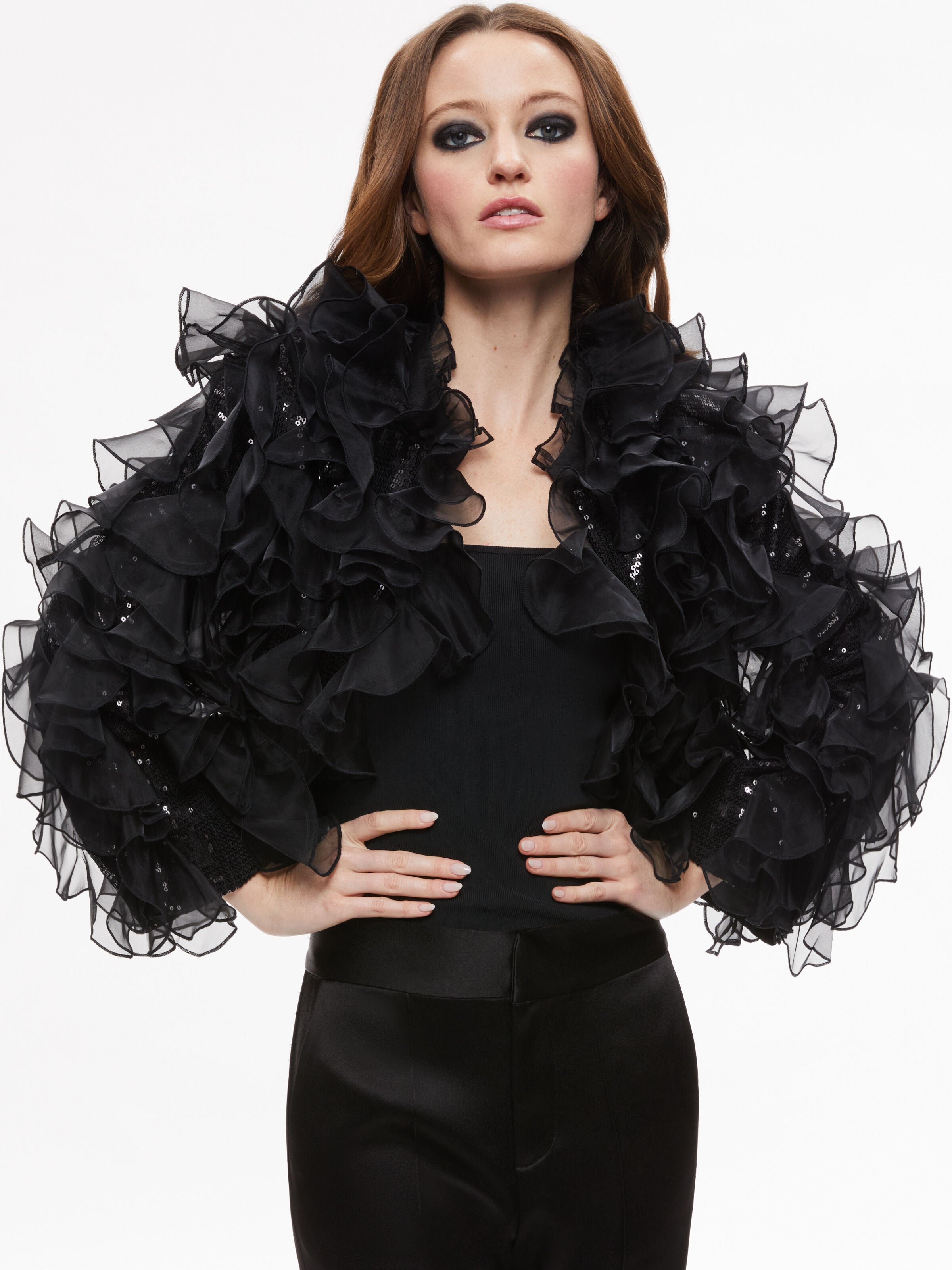 BRITTON RUFFLED CROPPED JACKET