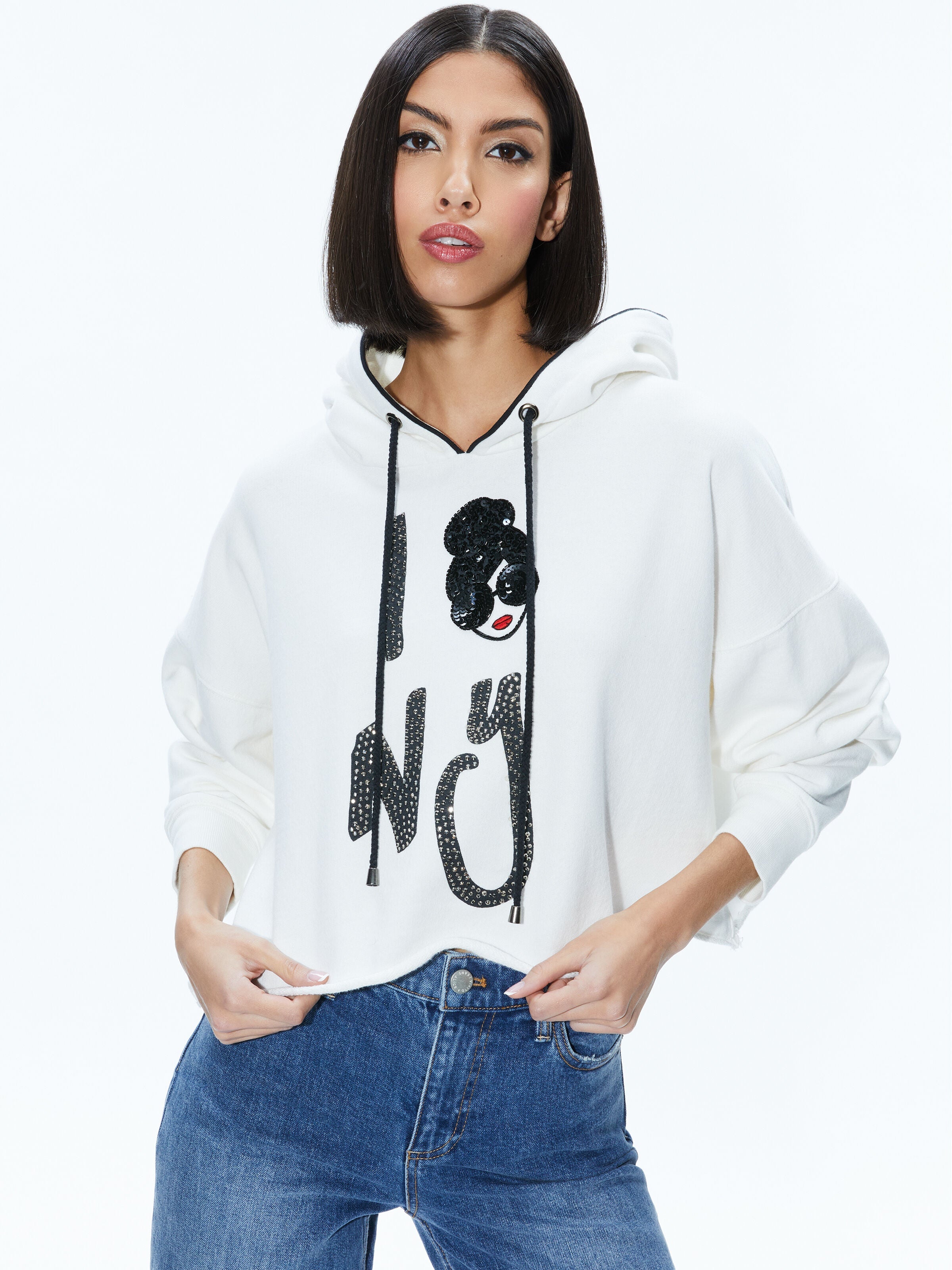 SUNNY BOXY STACEFACE CROPPED HOODIE