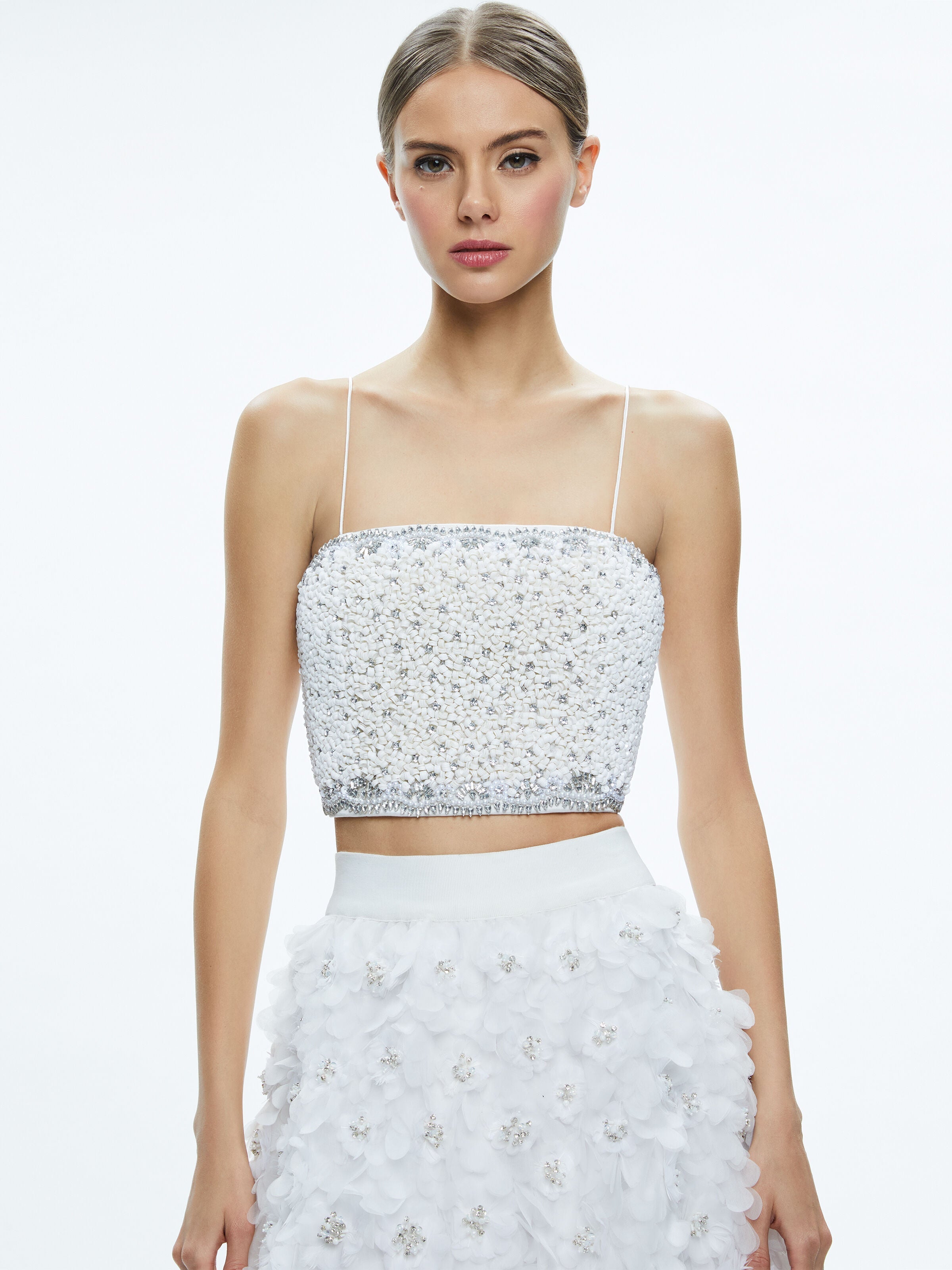 CERESI EMBELLISHED SPAGHETTI STRAP TOP