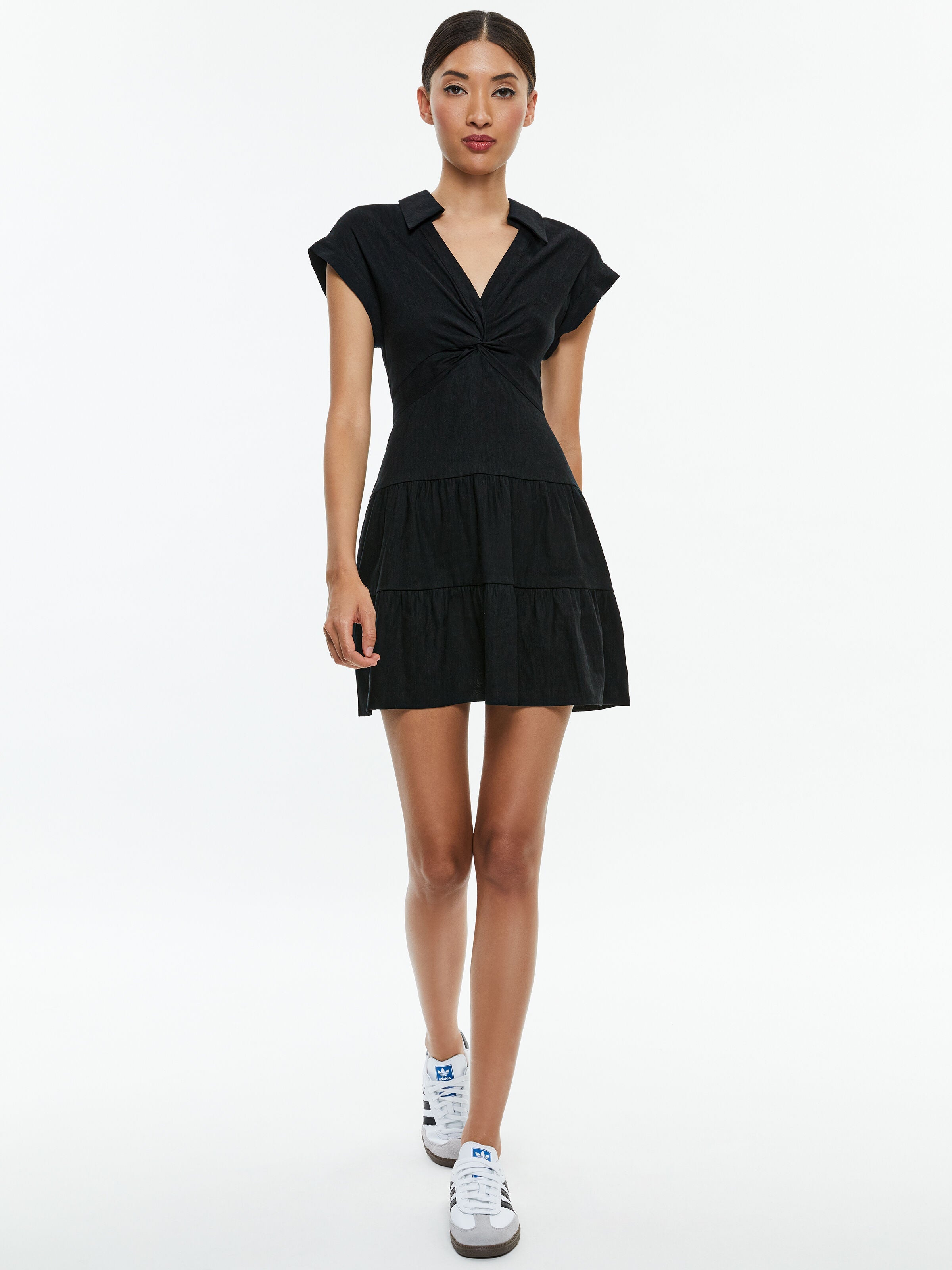 MILA LINEN TWIST FRONT MINI DRESS