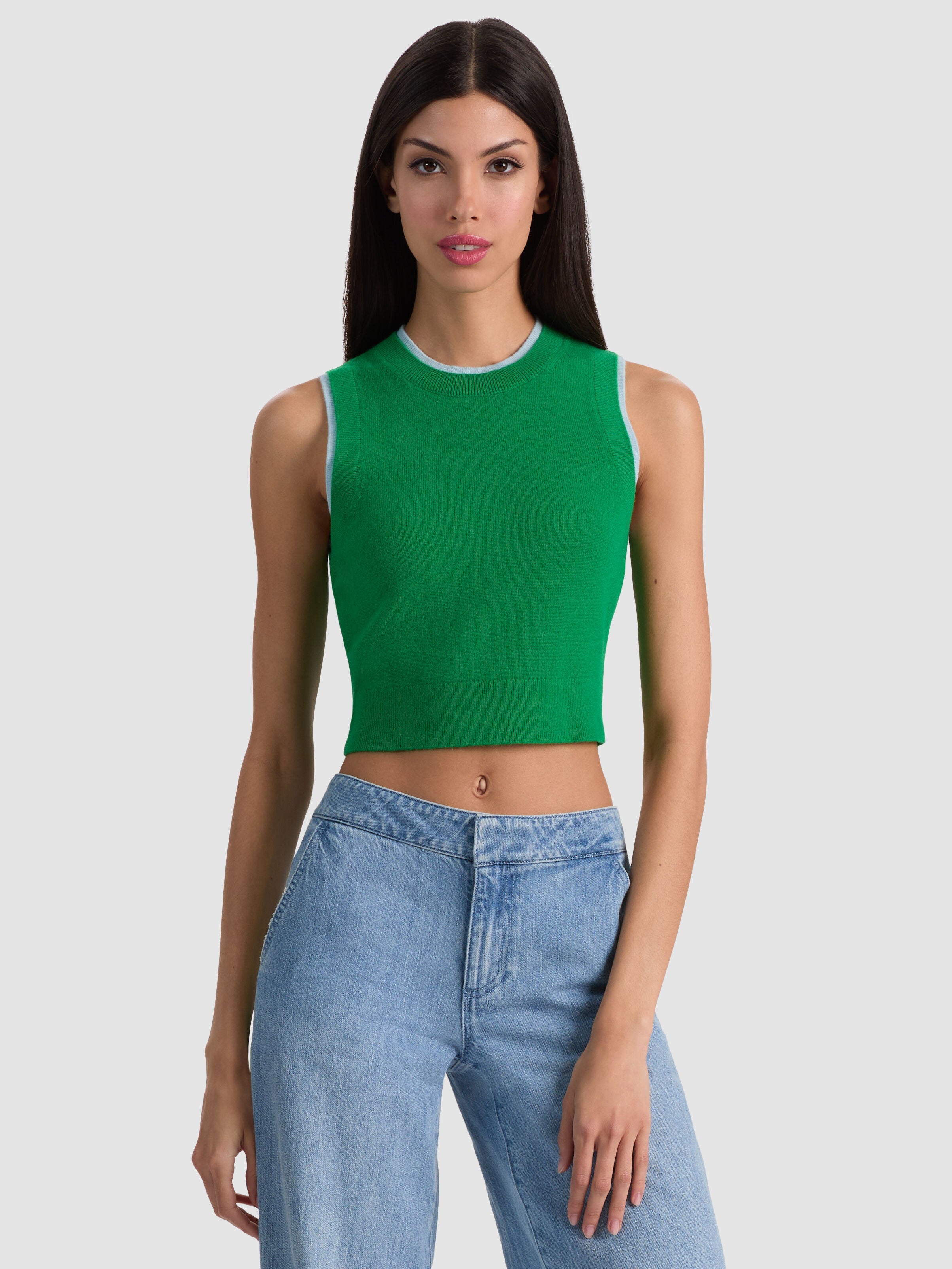 ARACELI TWO TONE CASHMERE TANK