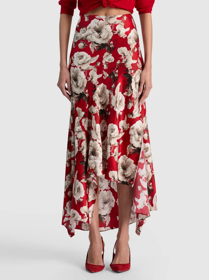 ROSA ASSYM MIDI SLIP SKIRT