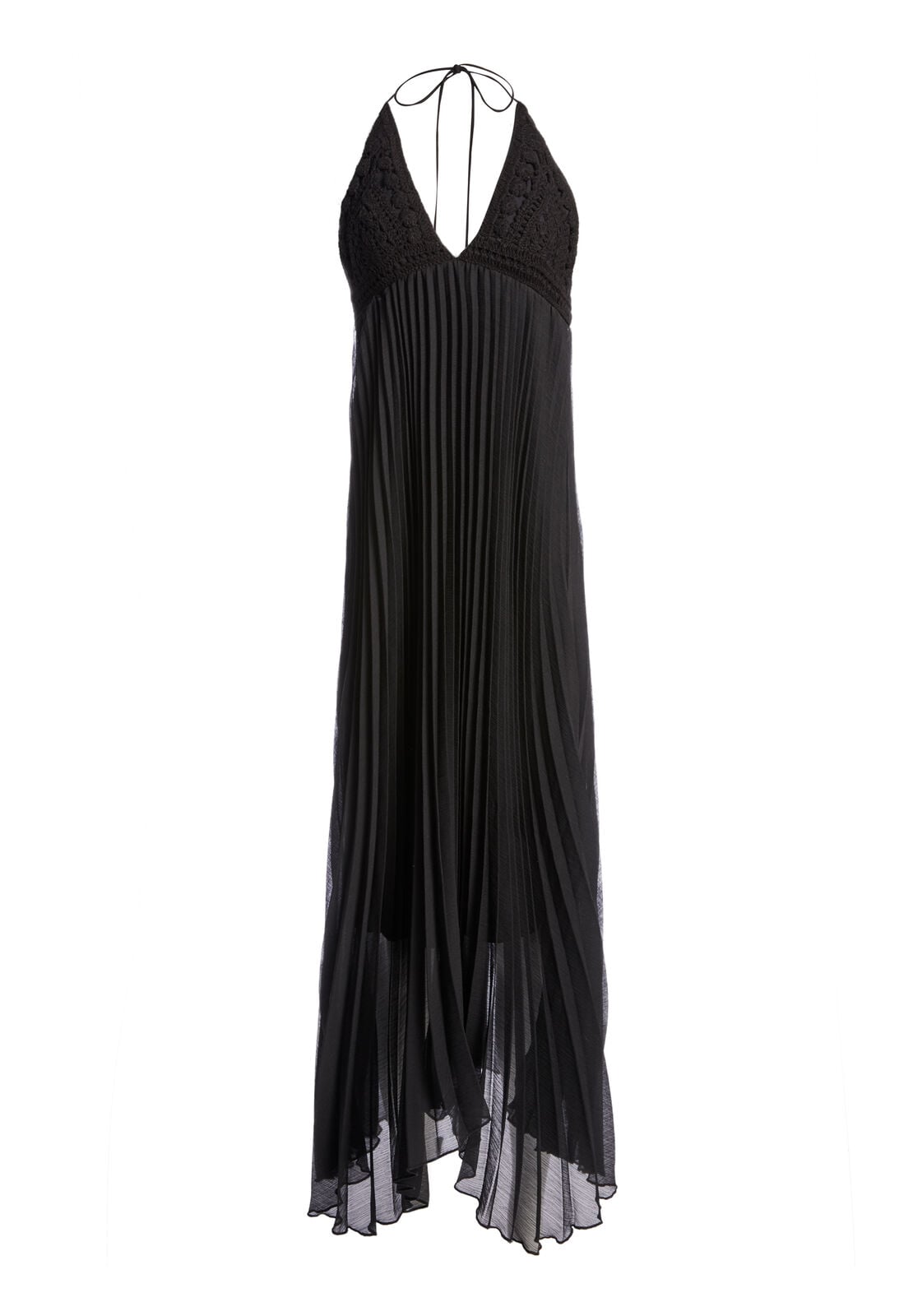 LARIETTE PLEATED RUFFLE MIDI DRESS