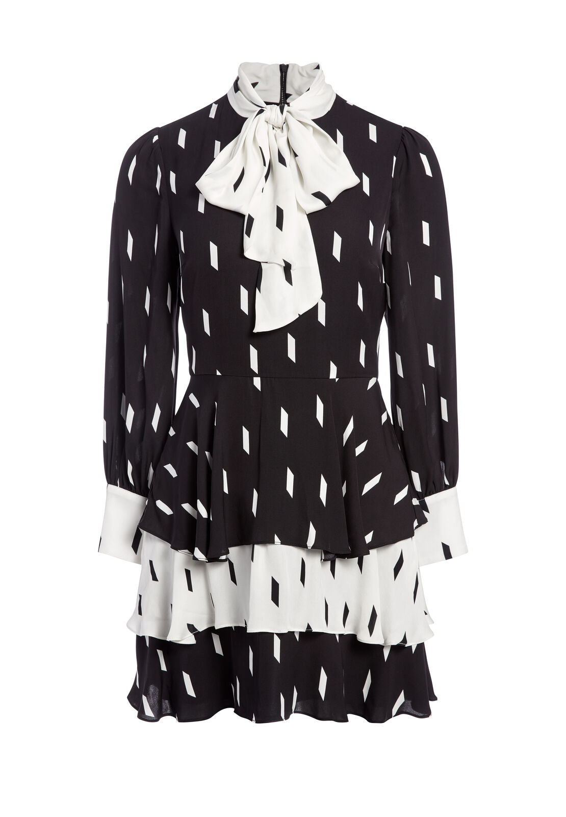 DASHA TIERED TIE NECK MINI DRESS
