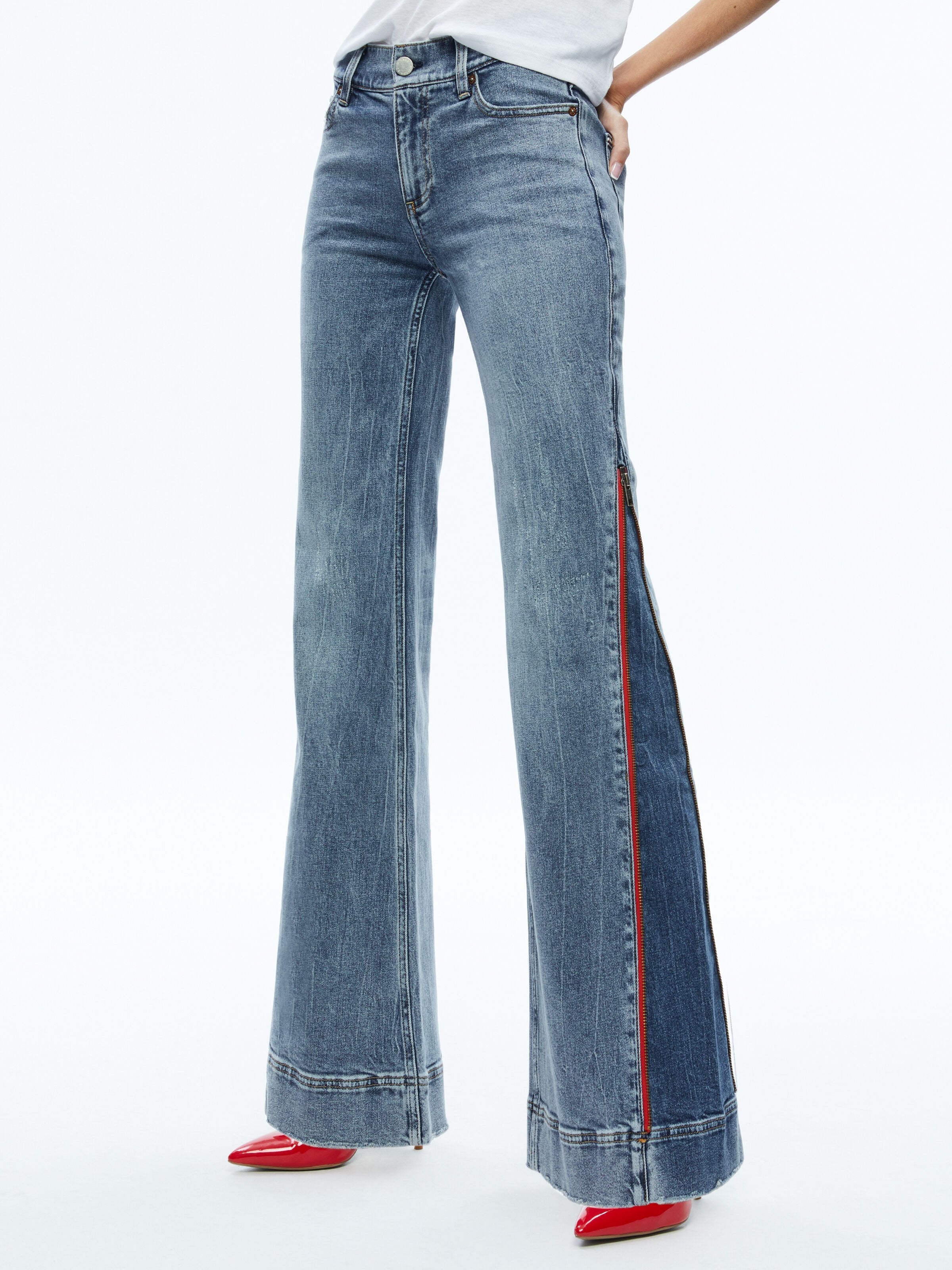 REY SIDE ZIPPER WIDE LEG JEAN