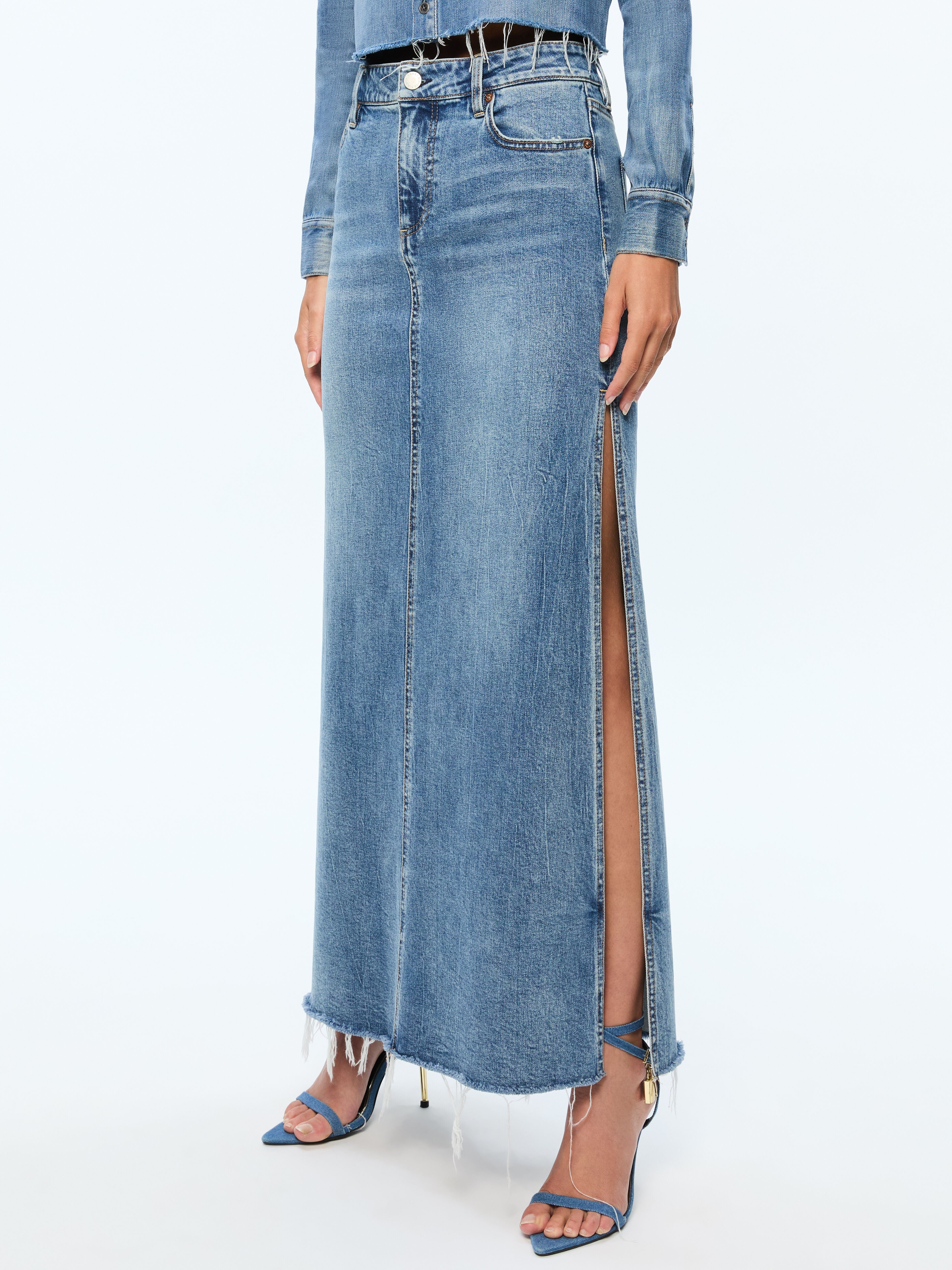 MARISSA HIGH RISE MAXI SKIRT WITH SIDE SLIT