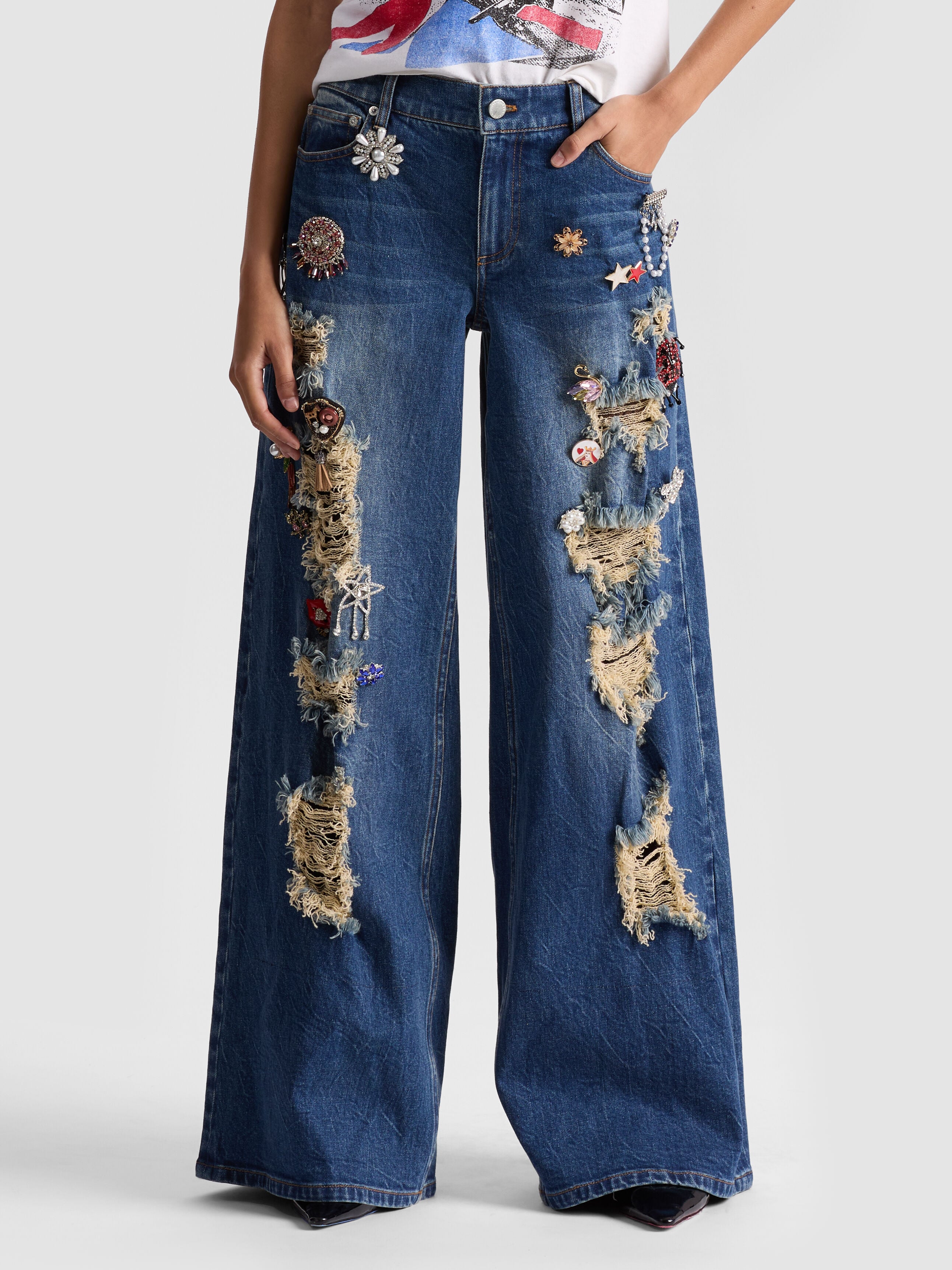 HARPER EMBELLISHED BAGGY JEAN