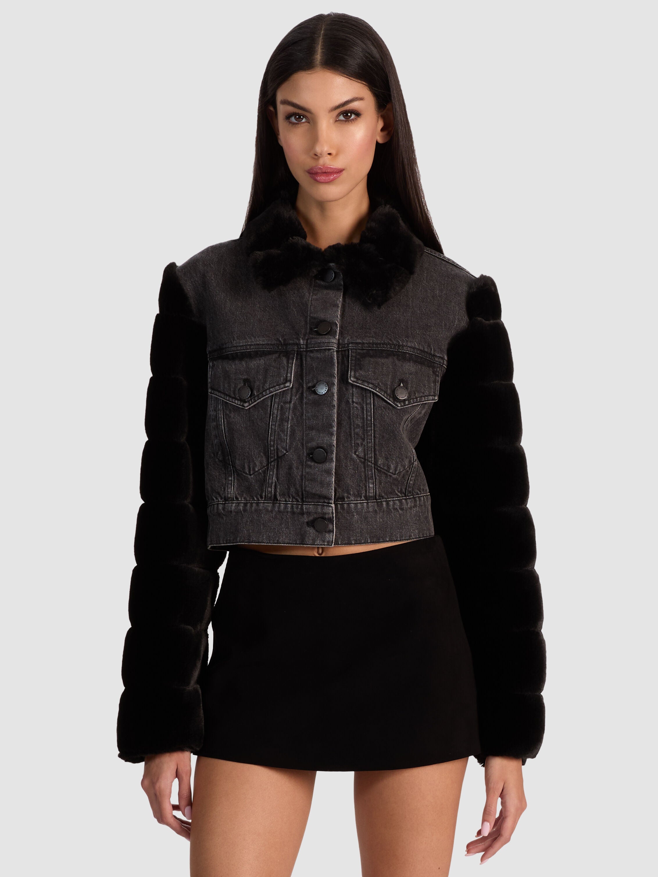 JEFF FAUX FUR DENIM JACKET