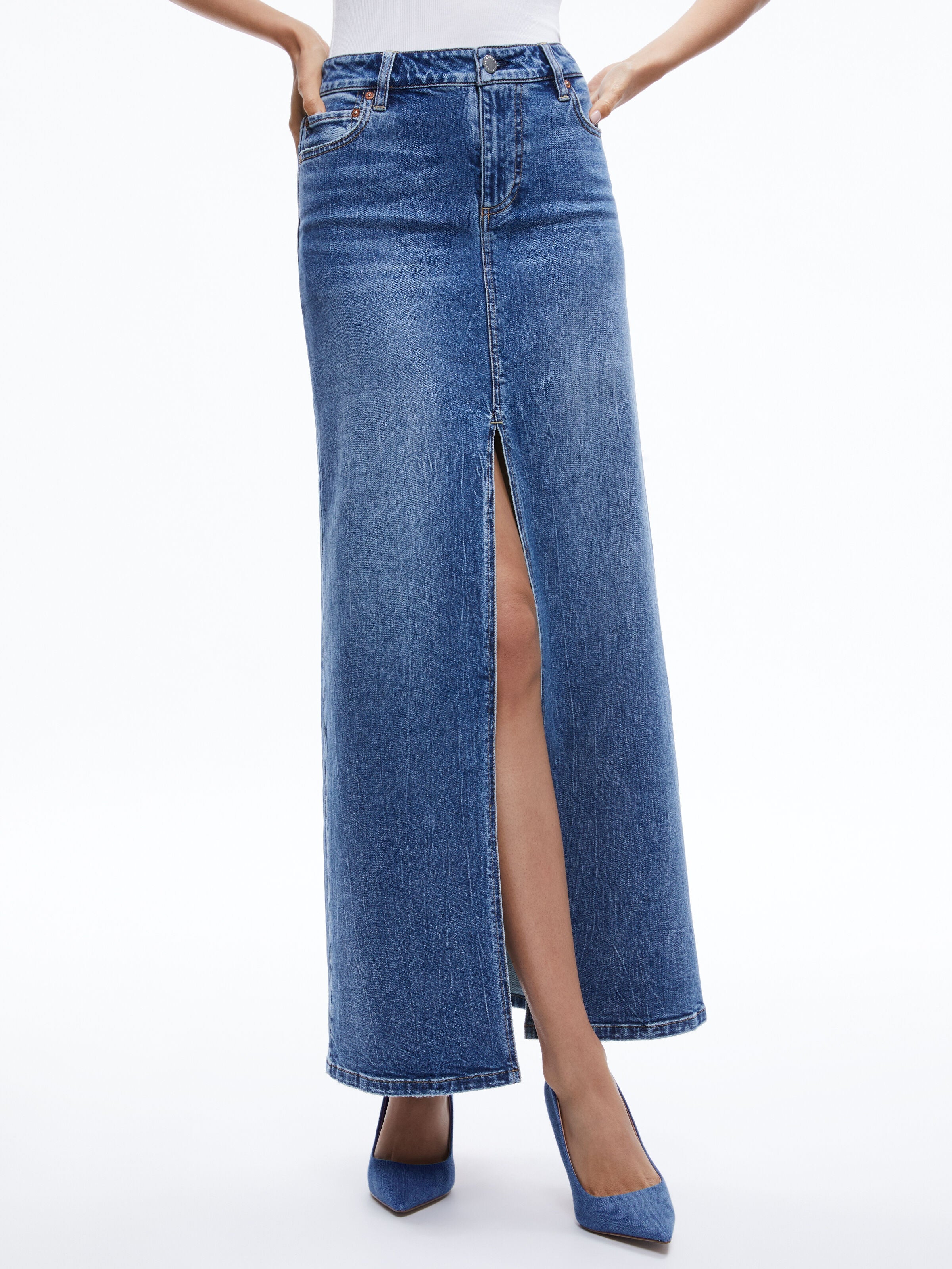 RYE DENIM TWO TONE MAXI SKIRT