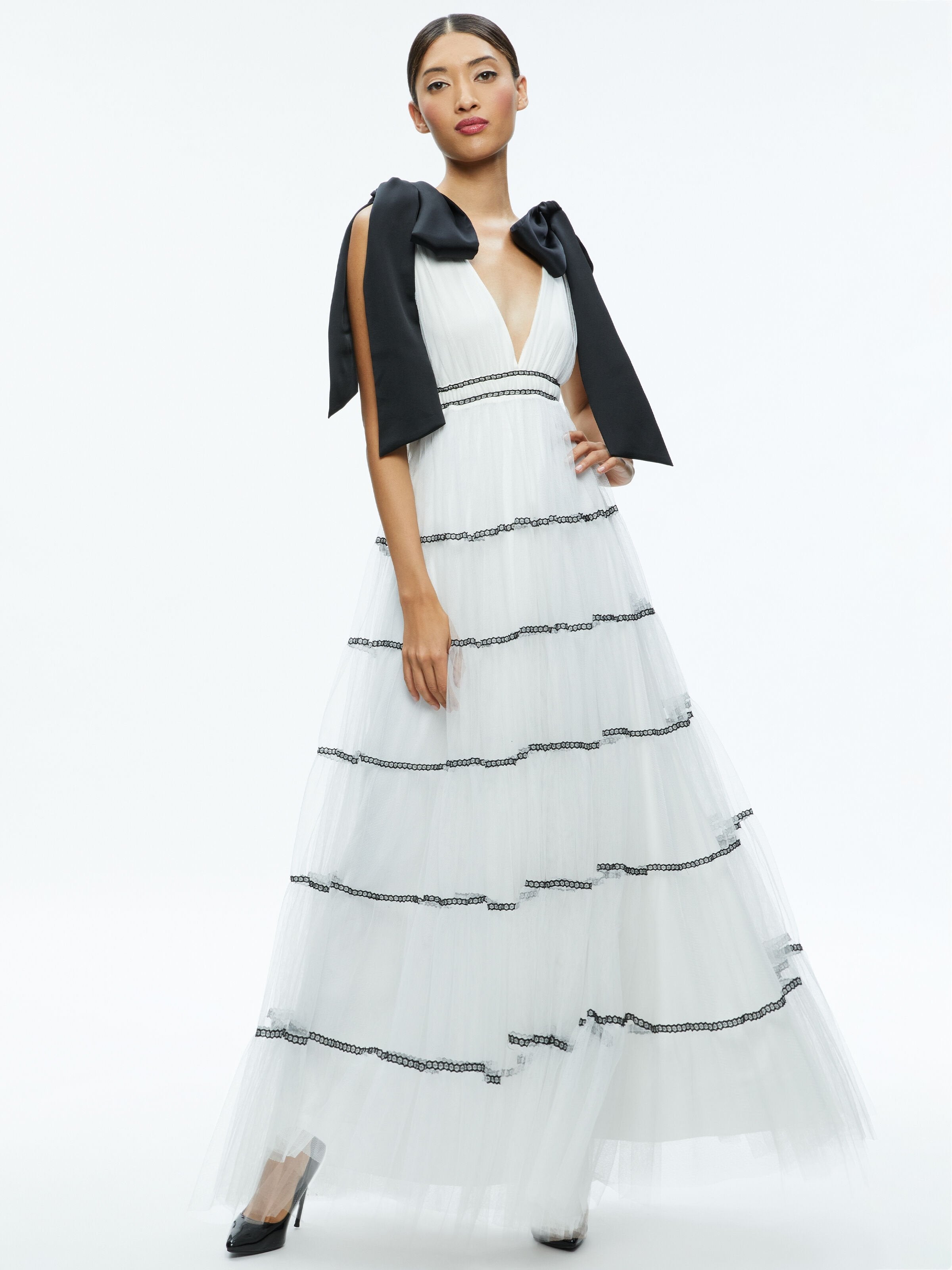 JESSALYN BOW STRAP TIERED MAXI GOWN