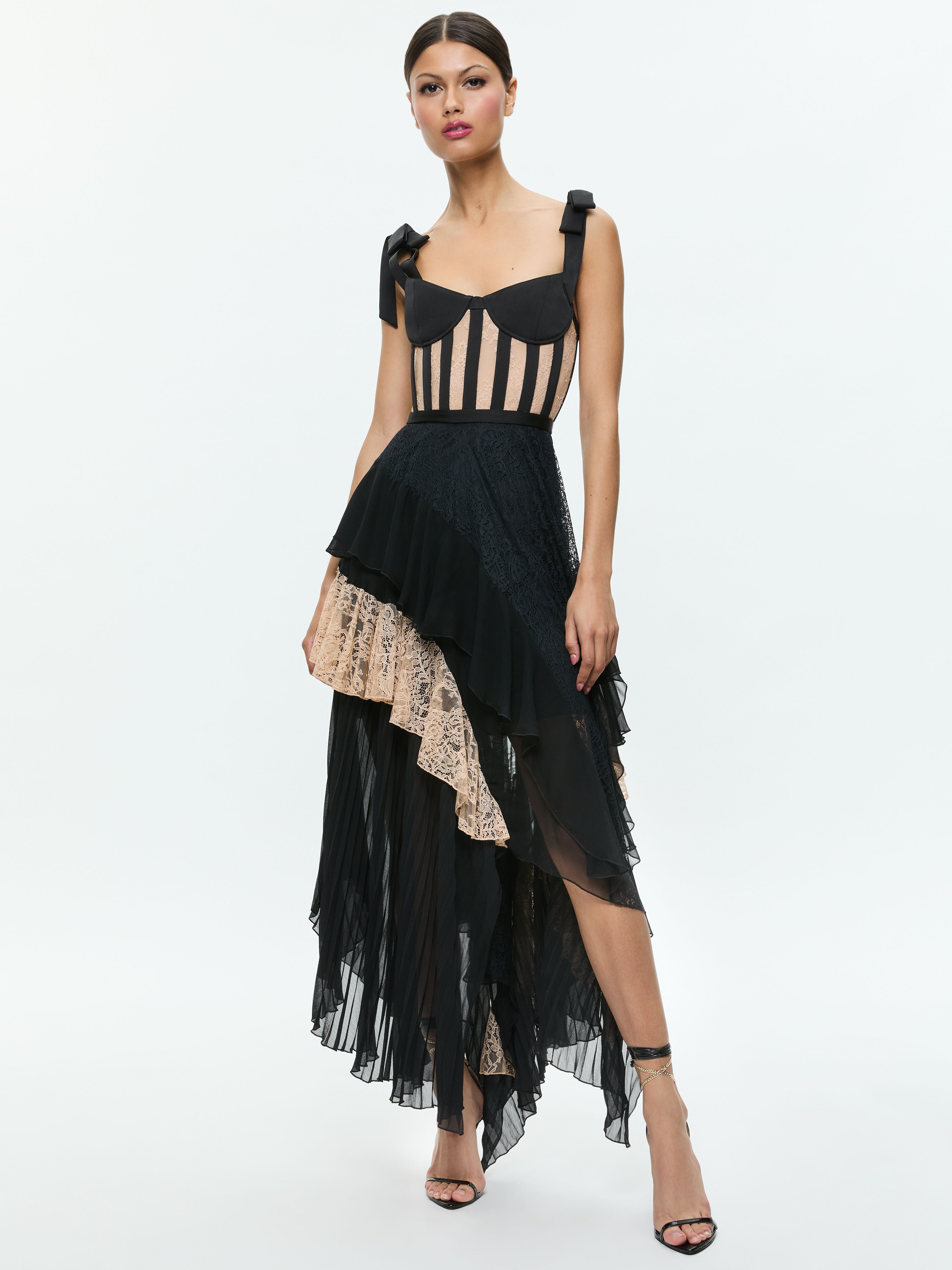 ZAYA BUSTIER RUFFLE MAXI DRESS