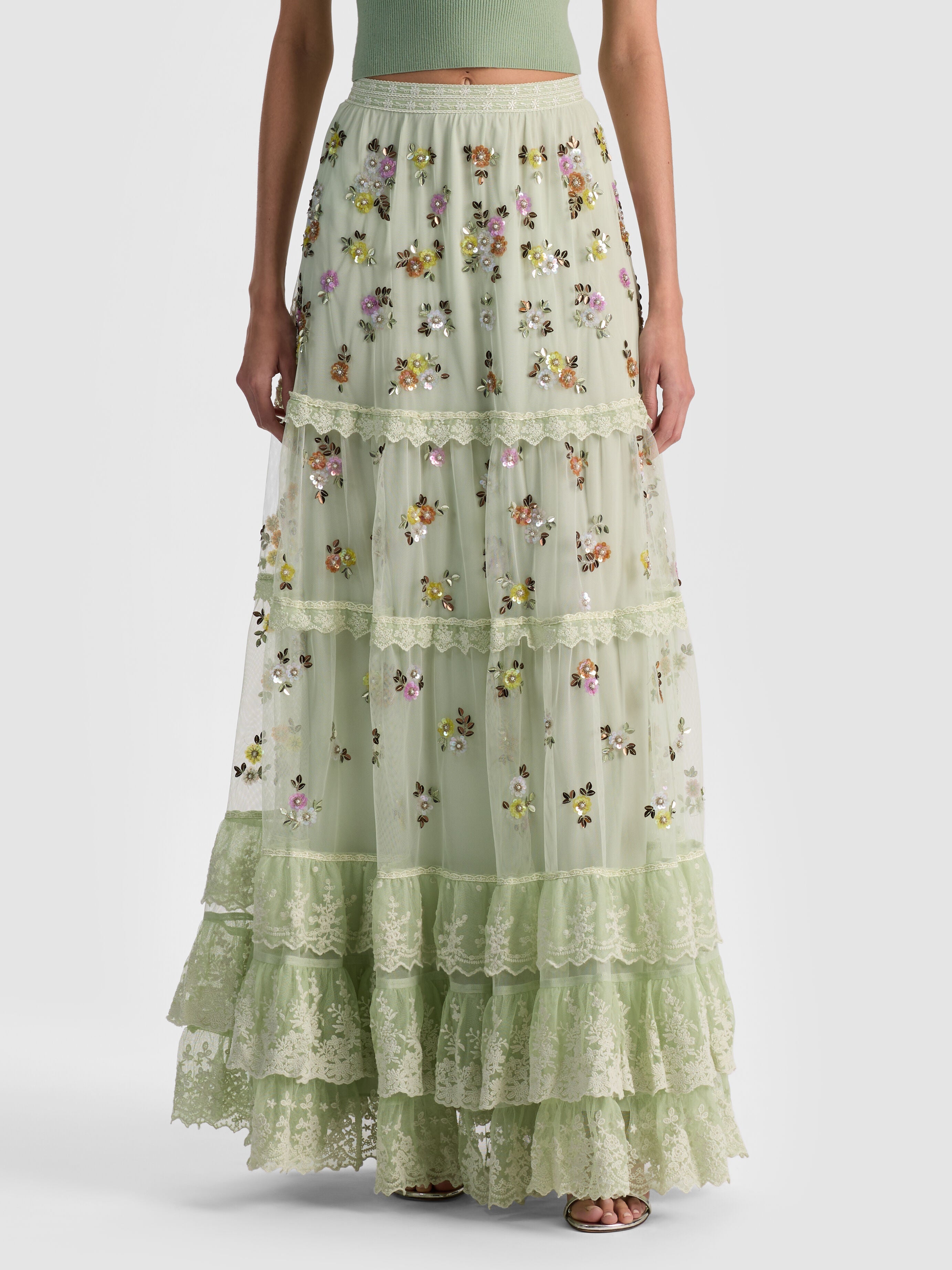 ALLEGRA EMBELLISHED MAXI SKIRT