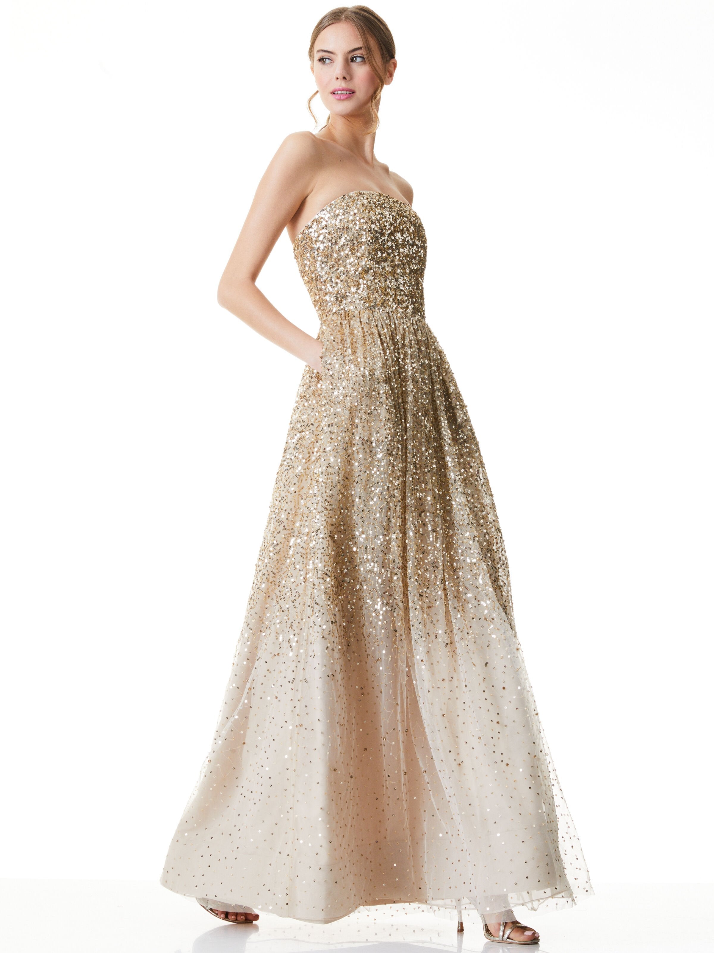 DAISY SEQUIN STRAPLESS GOWN
