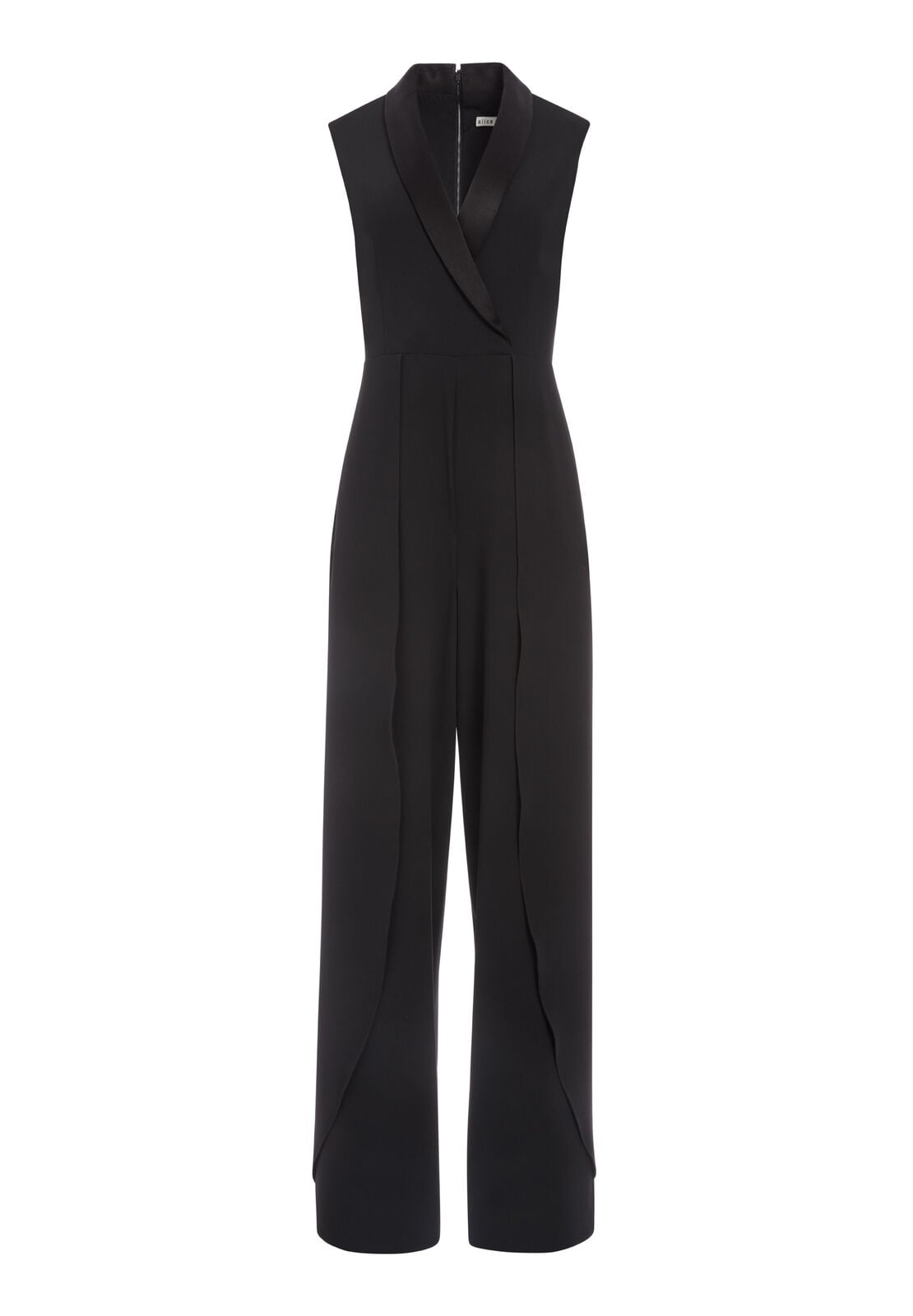 BEBE PLEATED SHAWL COLLAR JUMPSUIT