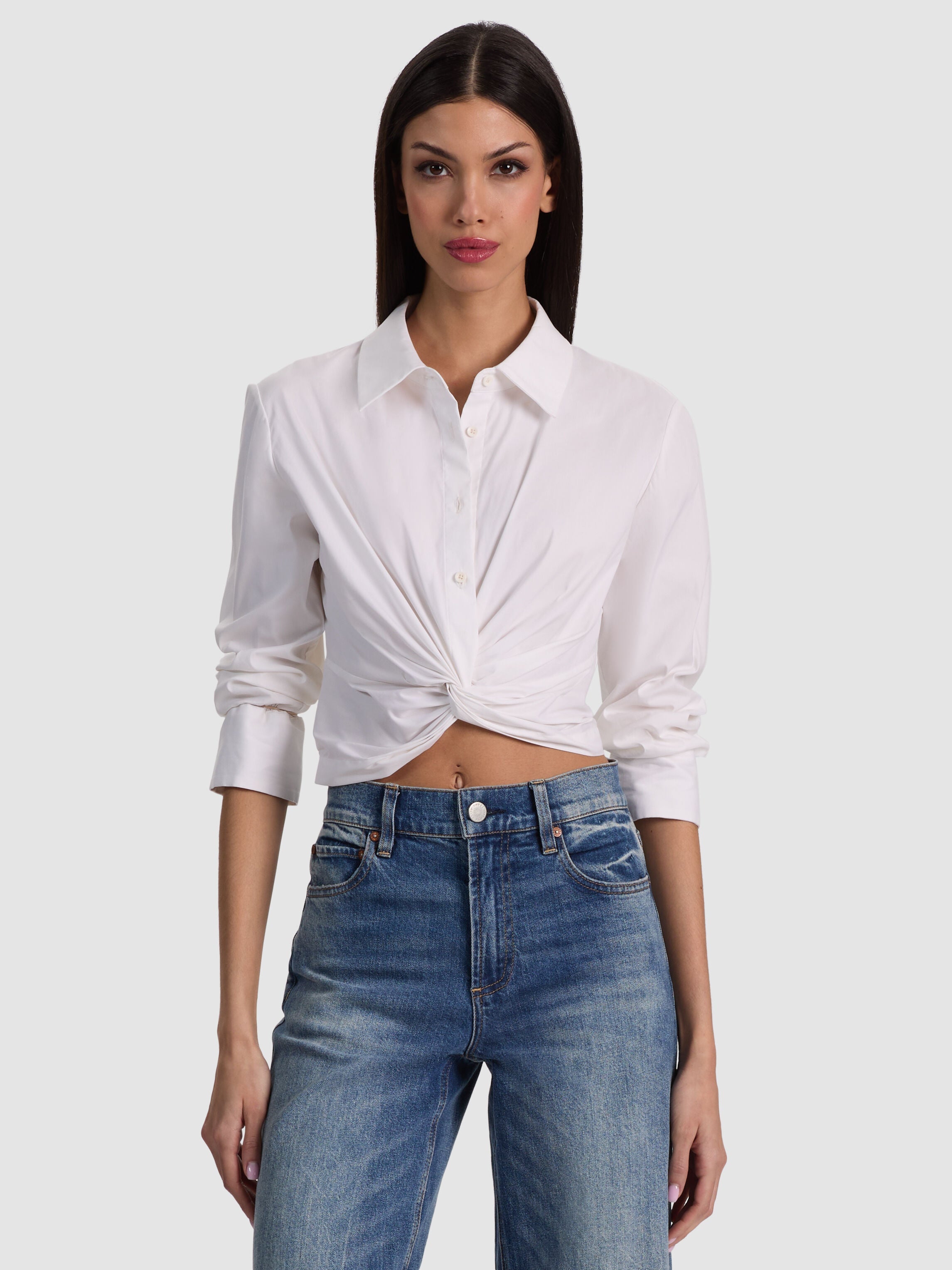 PHEBE TWIST FT DRP SH BTNDWN LS CRP BLOUSE