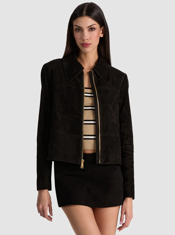 LOGAN SUEDE ZIP FT SHORT COAT