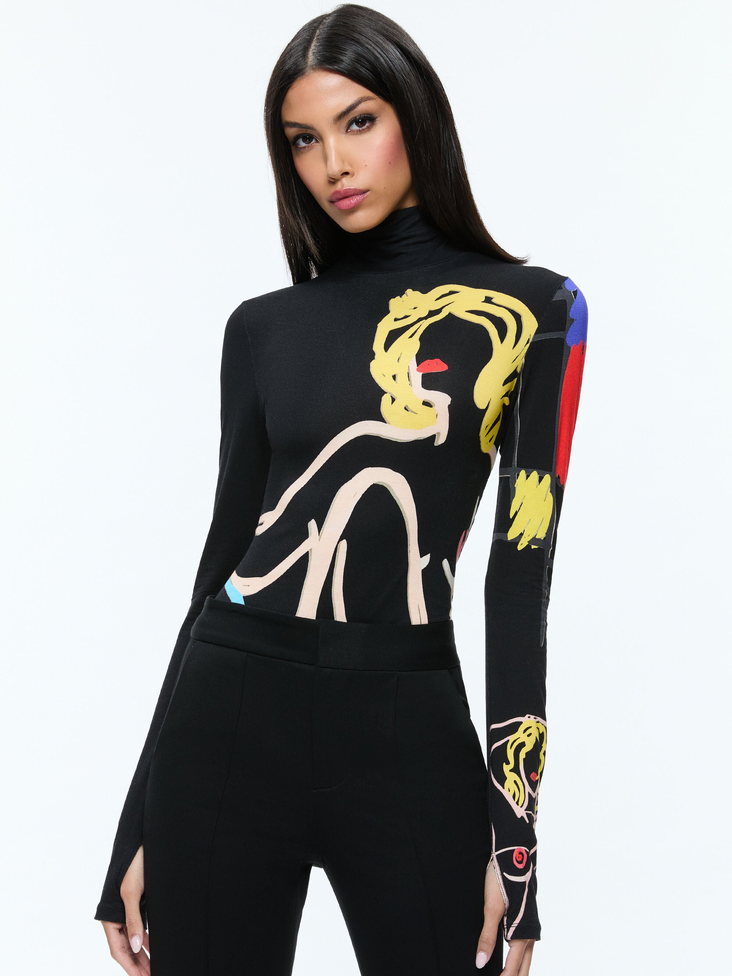 A+O X TOM WESSELMANN DELAINA LONG SLEEVE TURTLENECK TOP