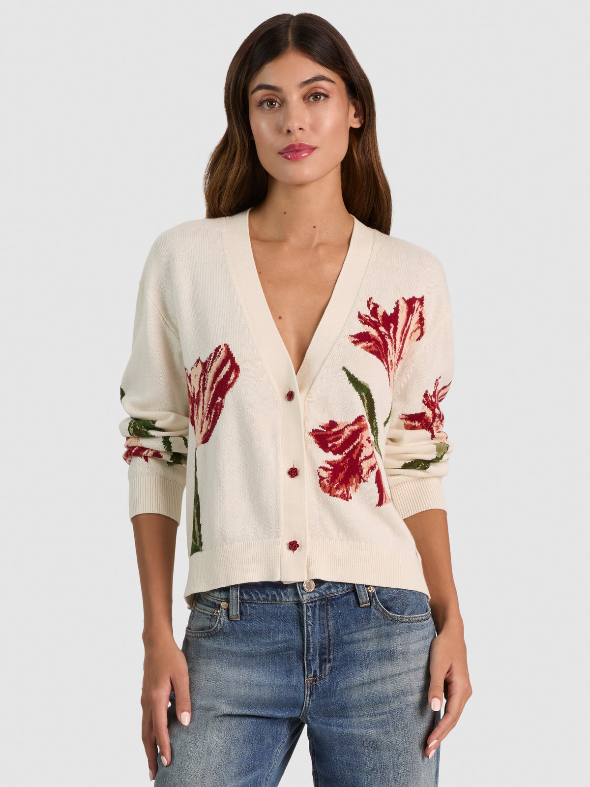 BRADLEY INTARSIA SHORT CARDIGAN-ALICE + OLIVIA