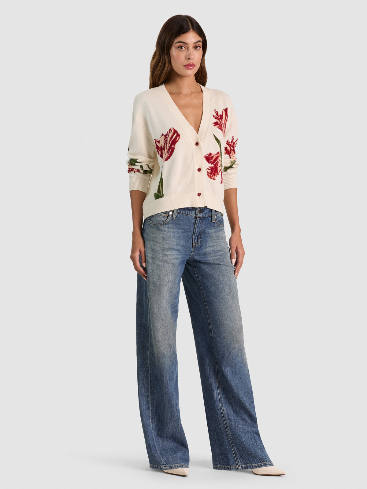 BRADLEY INTARSIA SHORT CARDIGAN-ALICE + OLIVIA