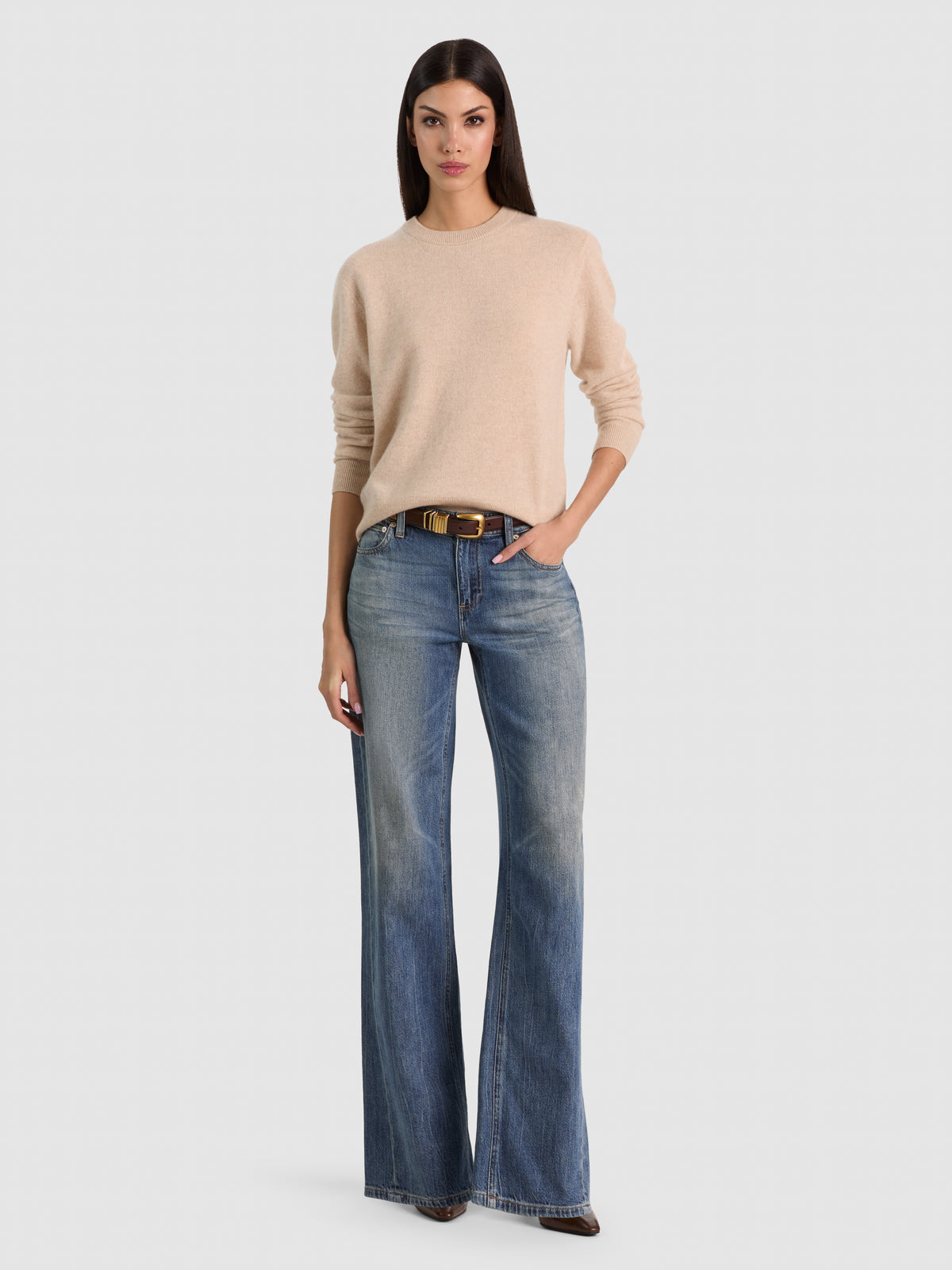 CAROLEE CASHMERE PULLOVER-OATMEAL HEATHER-ALICE + OLIVIA