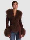POLINA SUEDE FUR WRAP JACKET-ALICE + OLIVIA