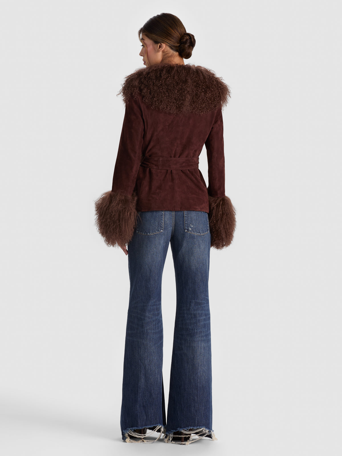 POLINA SUEDE FUR WRAP JACKET-ALICE + OLIVIA